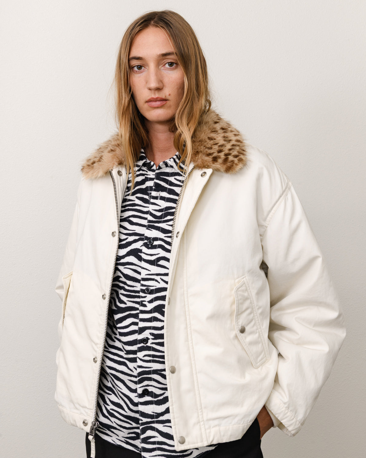 Convertible Deck Jacket Unisex Long Sleeve In Bone