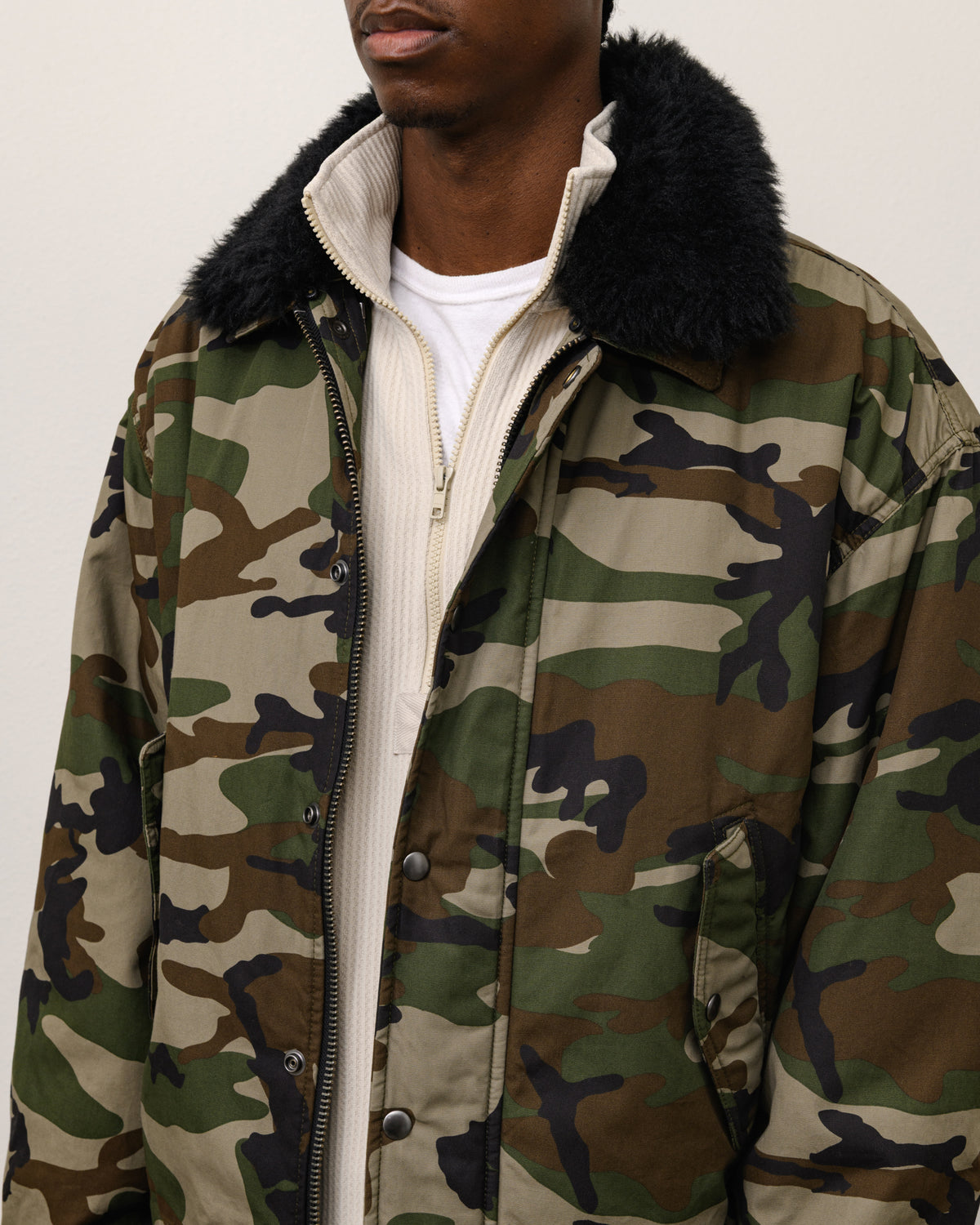 Convertible Deck Jacket Unisex Long Sleeve In Woodland Camo