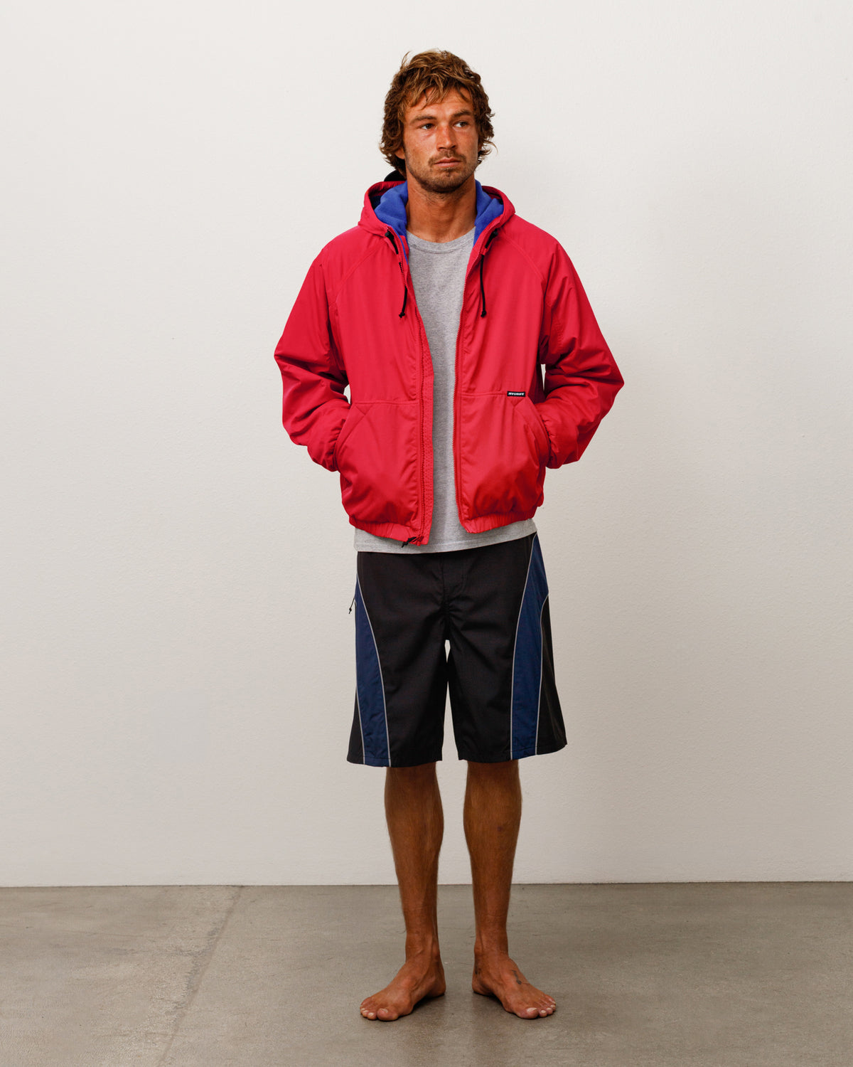 Coastline Hooded Jacket Unisex Long Sleeve In Red