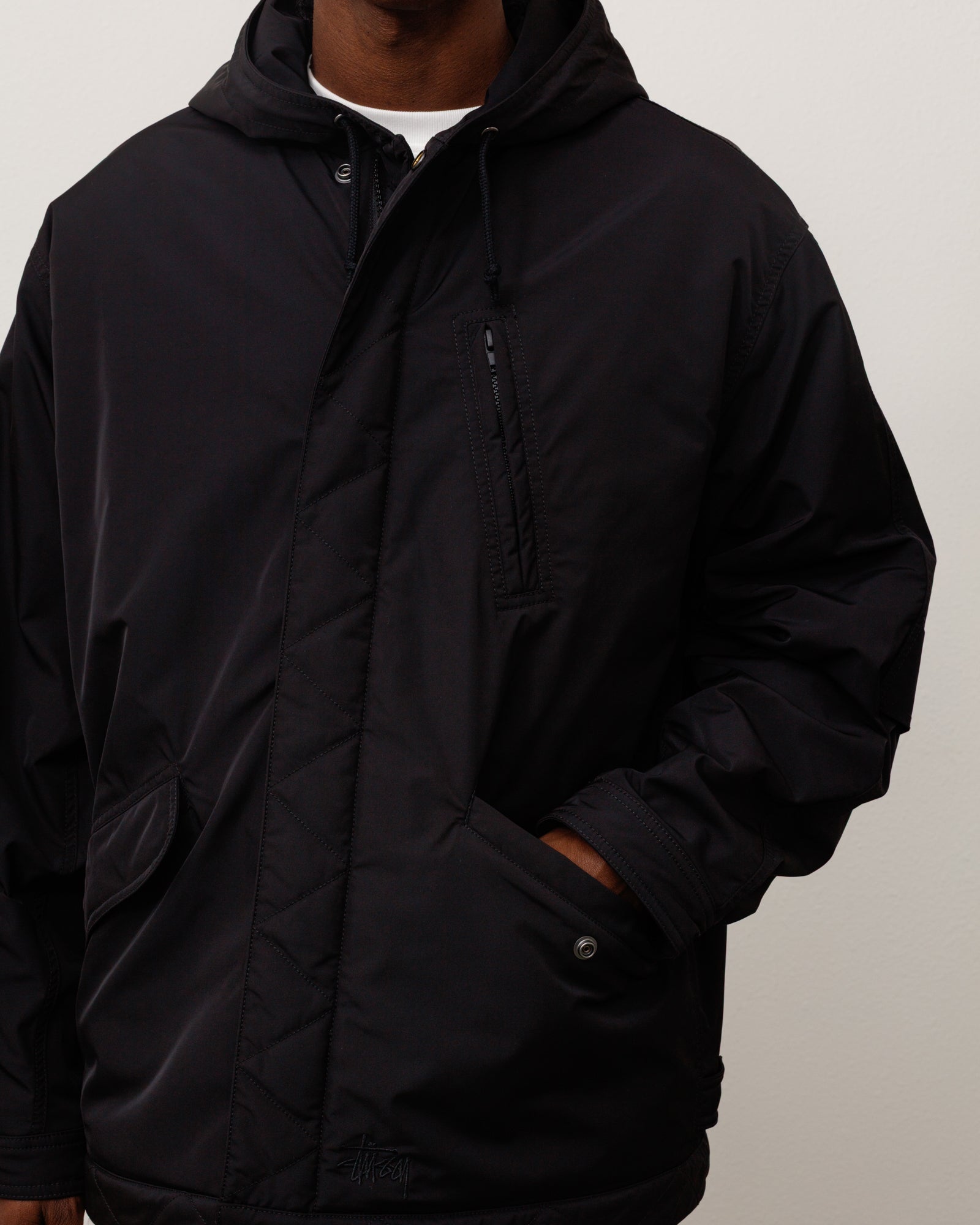 Stussy フード付きコート Flight Parka - Black | Outerwear | Stüssy Japan