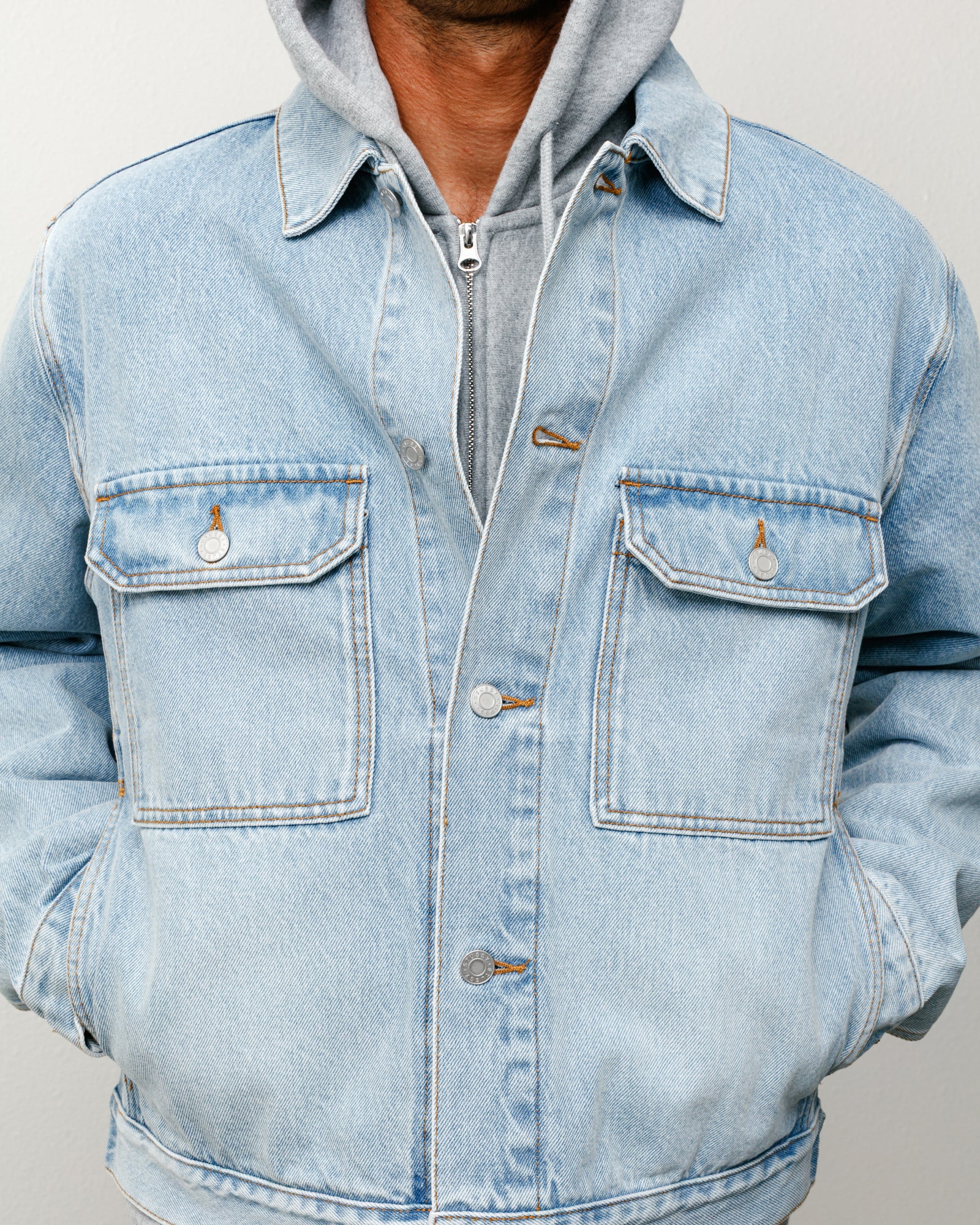 Denim Trucker Jacket - Light Wash Indigo | Outerwear | Stüssy Japan