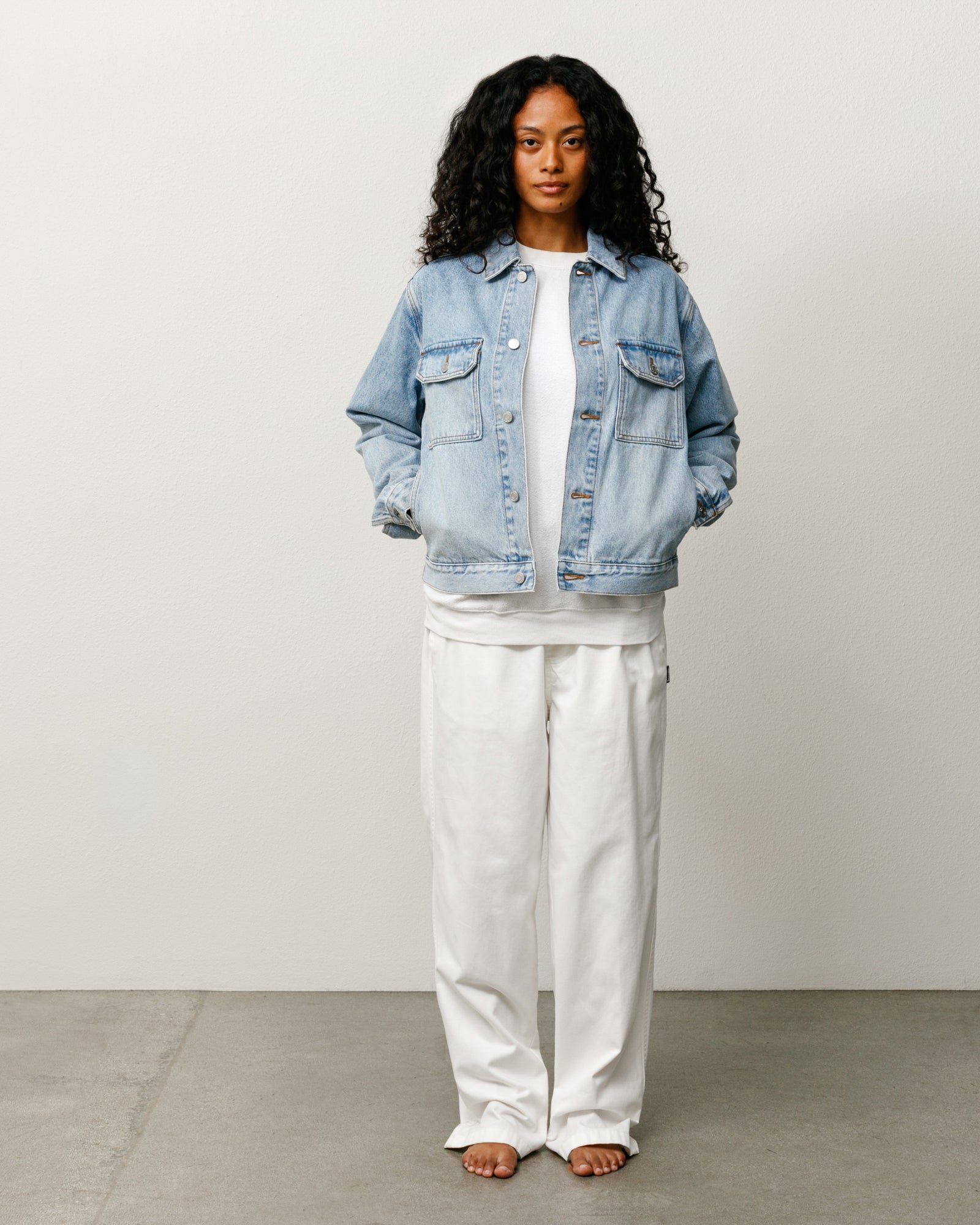 Denim Trucker Jacket - Light Wash Indigo | Outerwear | Stüssy Japan