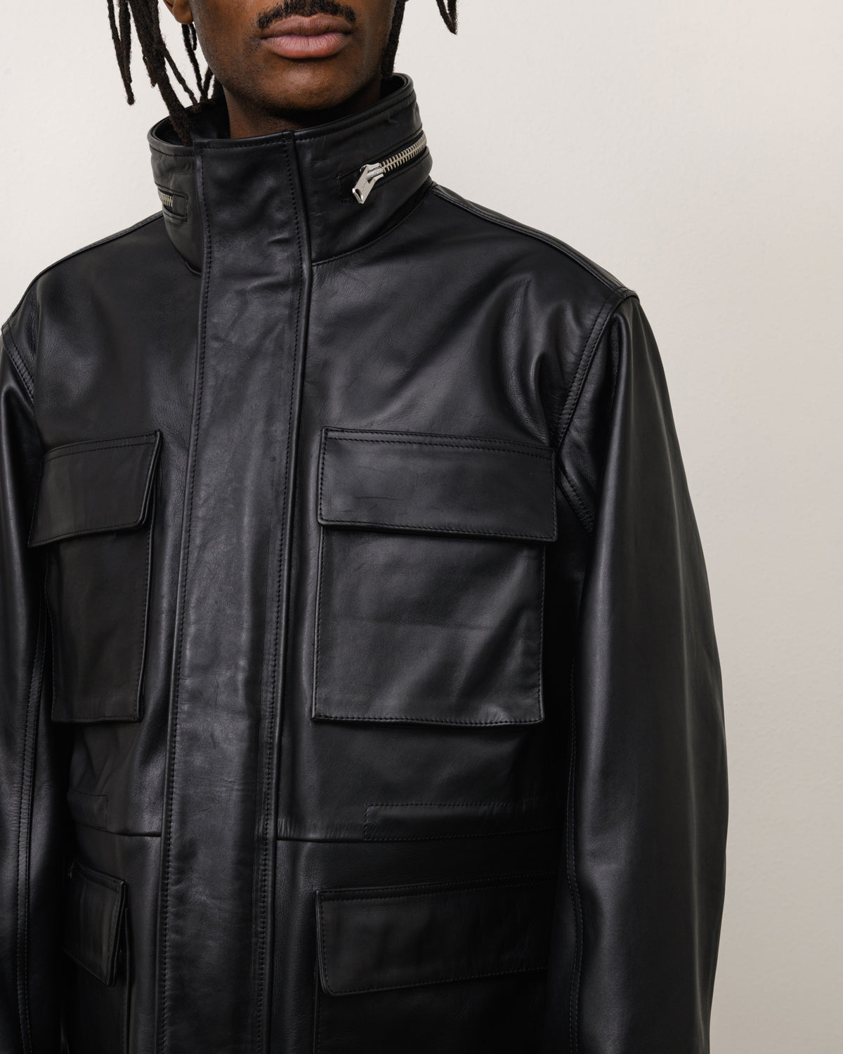 Leather M-65 Unisex Long Sleeve In Black