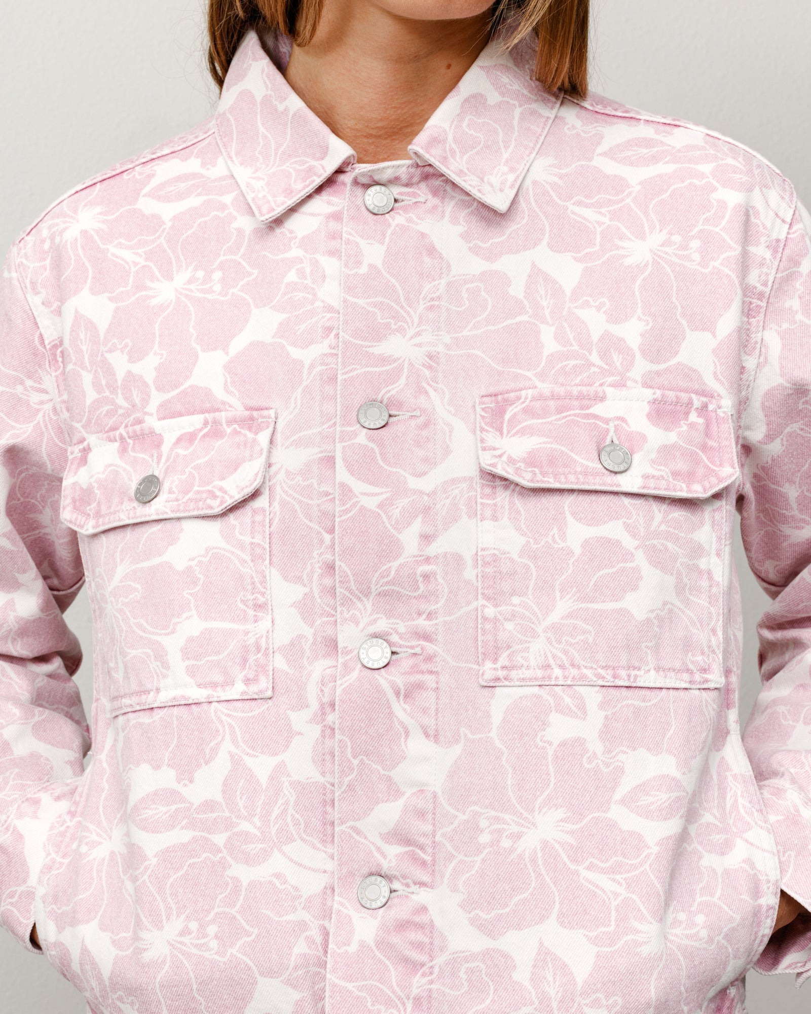 Denim Trucker Jacket – Pink Hawaiian | Outerwear | Stüssy Japan