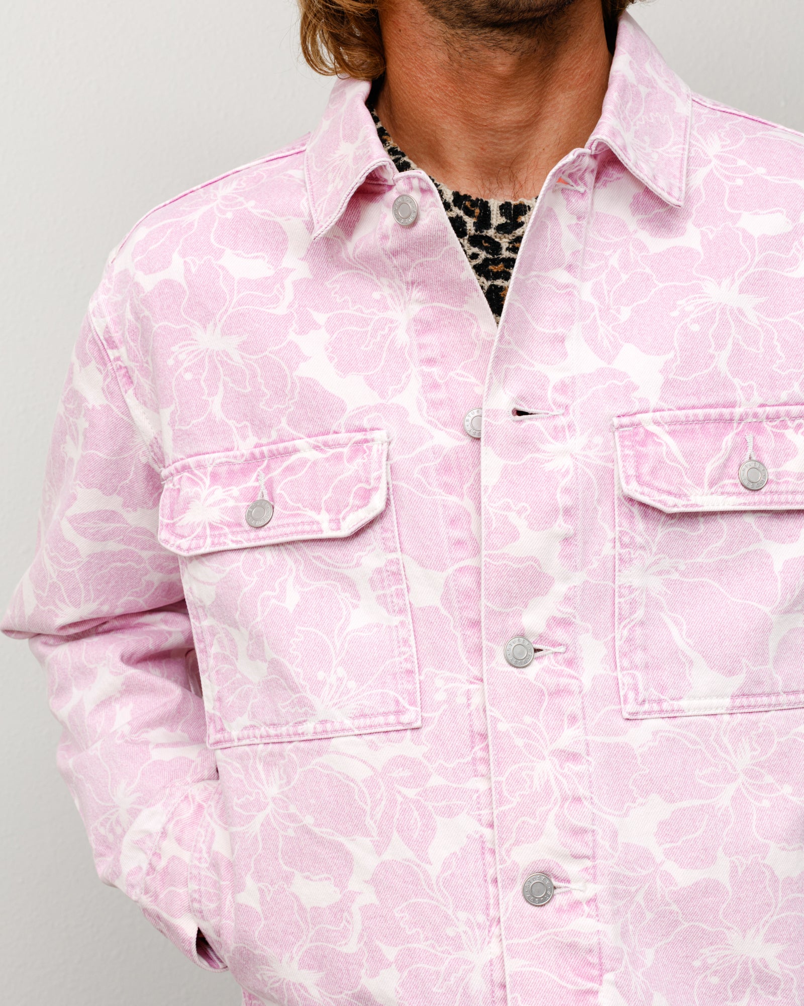 Denim Trucker Jacket – Pink Hawaiian | Outerwear | Stüssy Japan