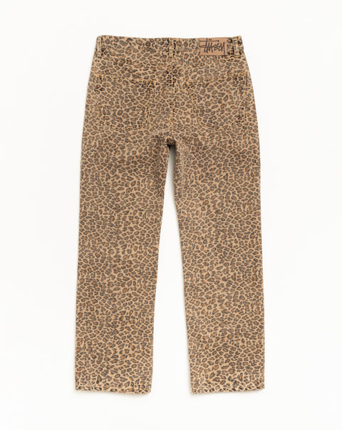 Stüssy New Classic Jean デニムパンツ レオパード柄、クラシックフィットのストレート