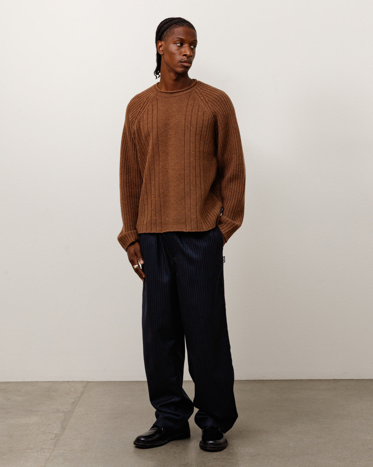 Beach Pant Dress Wool Unisex Regular In Navy Pinstripe