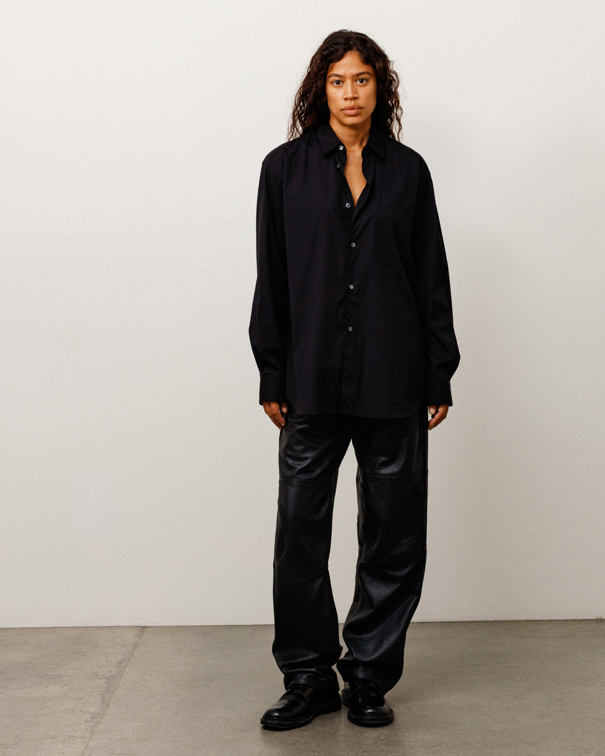 Leather Moto Pants Unisex Regular In Black