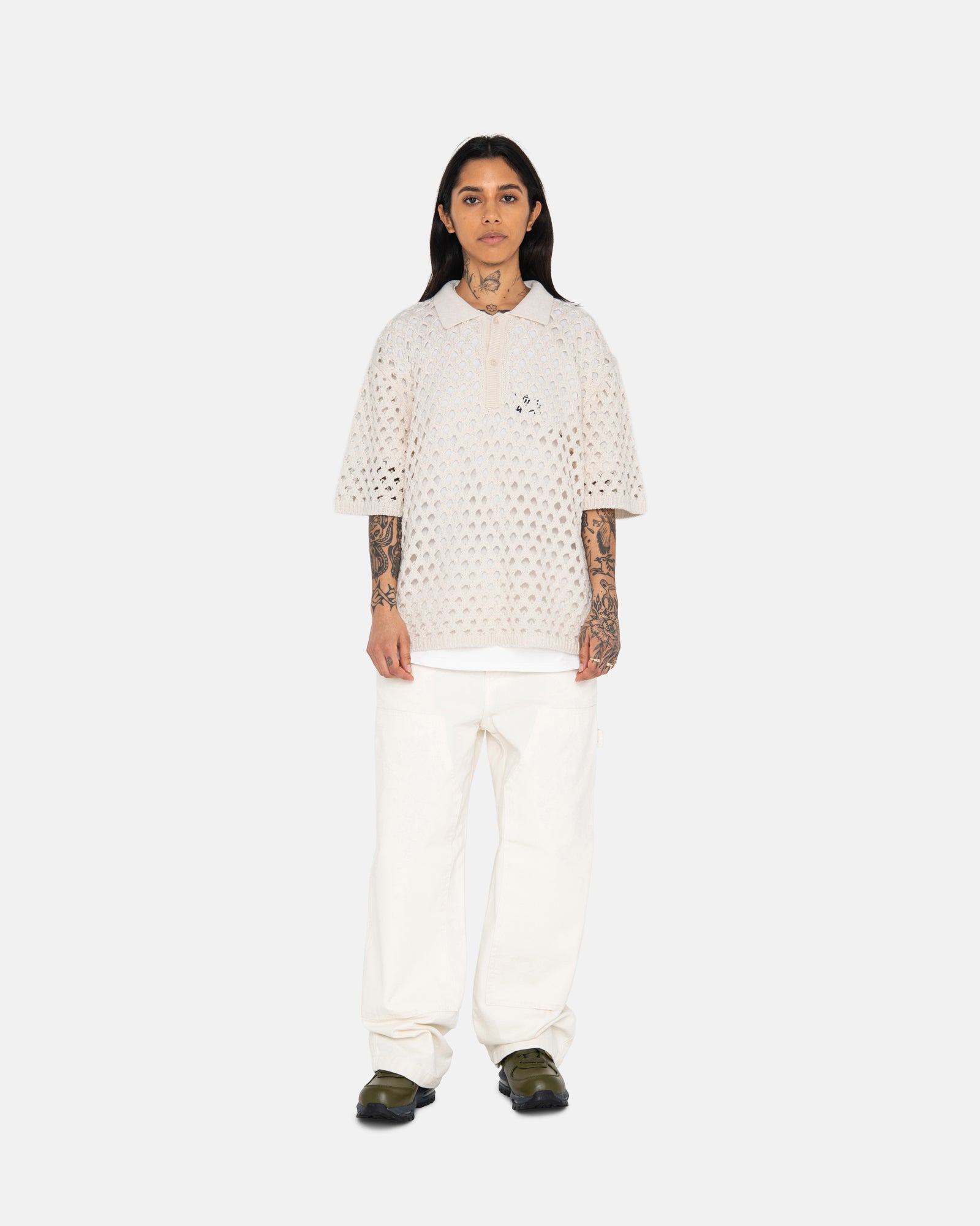 stussy big mesh polo sweater