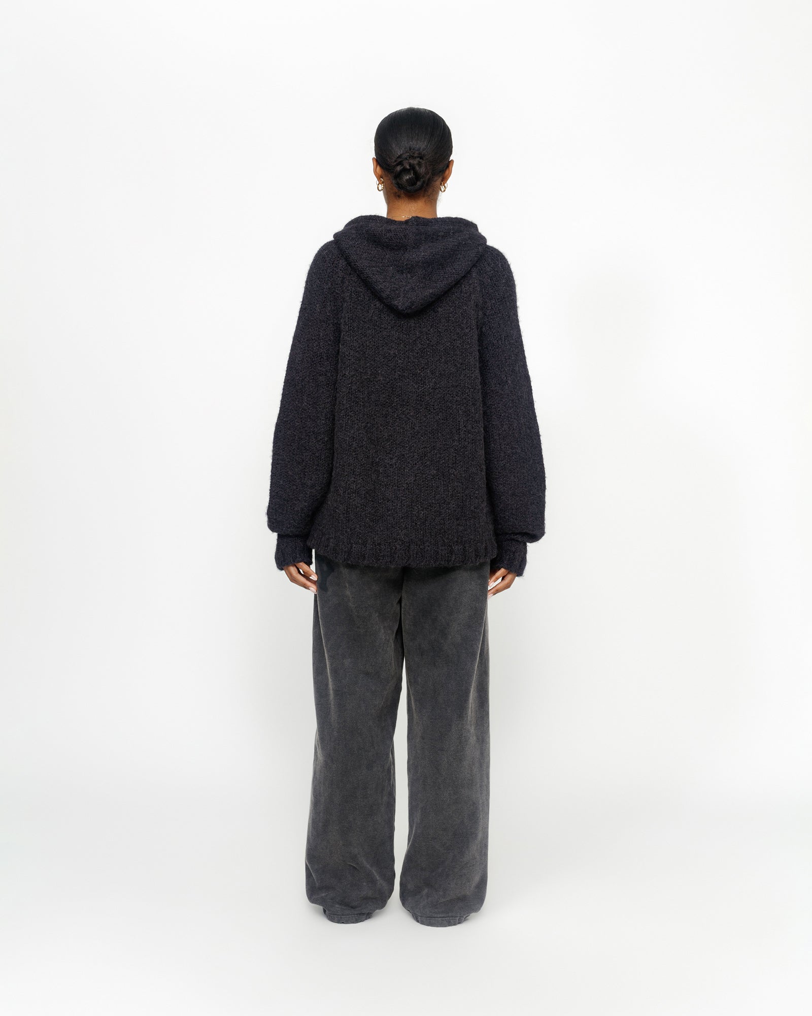 Chunky Knit Zip Hoodie in black – Stüssy Japan