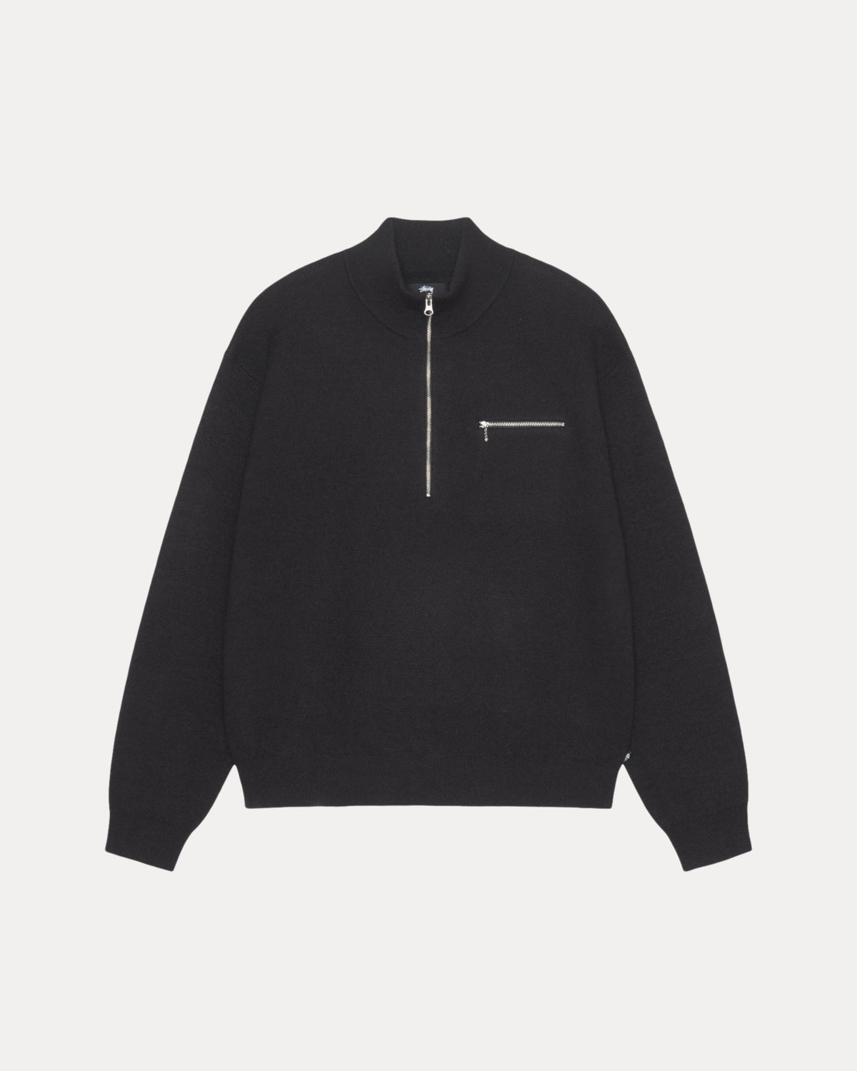 Half Zip Mock Neck Sweater in black – Stüssy Japan