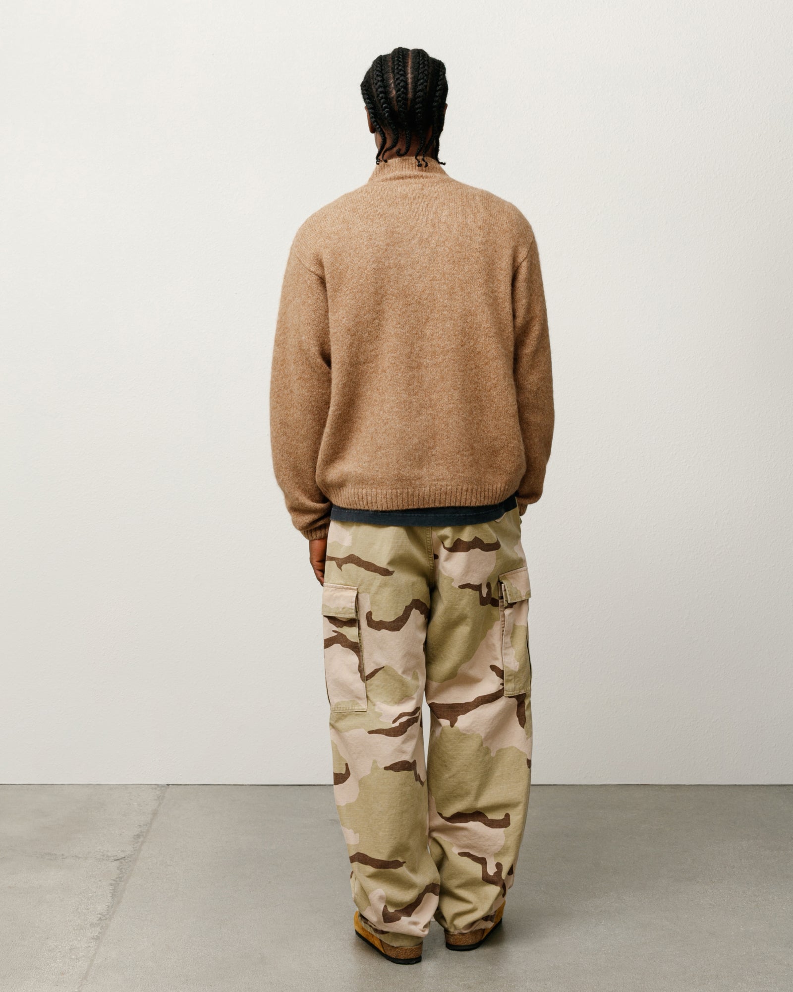 STUSSY FULL ZIP BRUSHED MERINO SWEATER