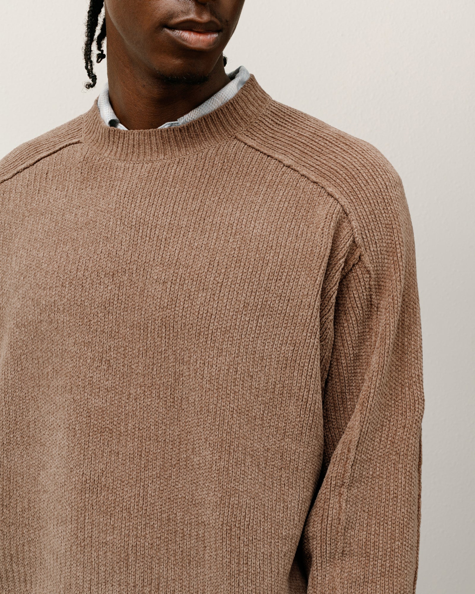Exposed Seam Sweater Mens Long Sleeve In Brown