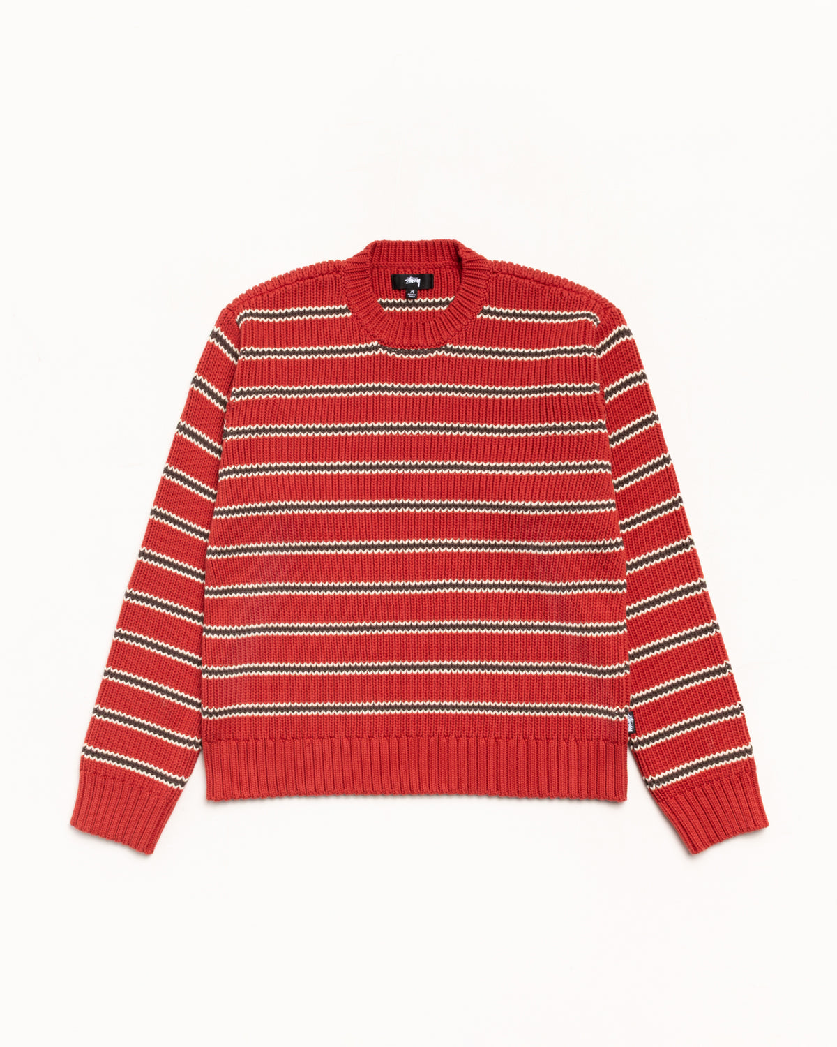 Chunky Cotton Stripe Sweater – Brick | Tops & Knits | Stüssy Japan