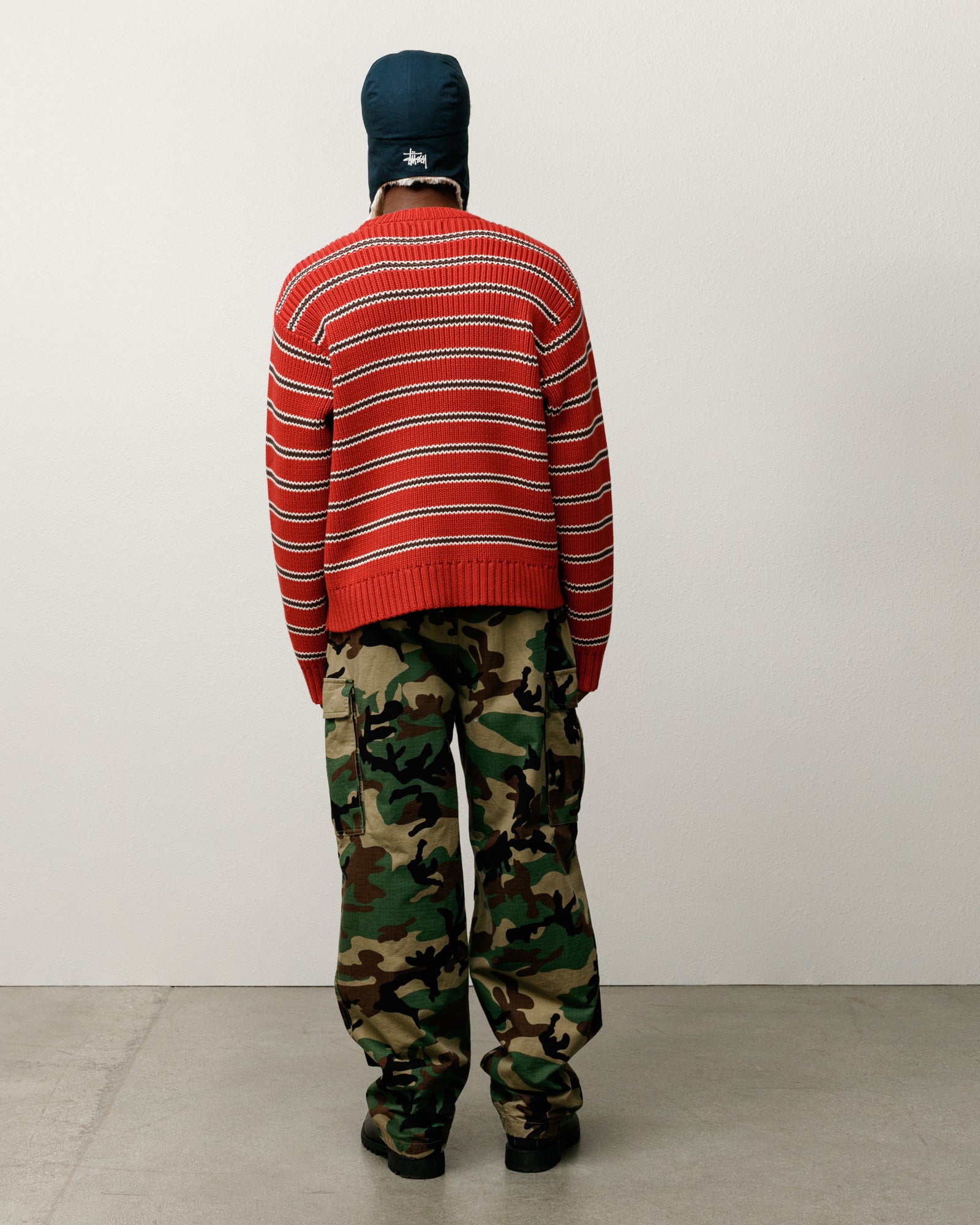 Stripe Crew Mens Long Sleeve In Brick