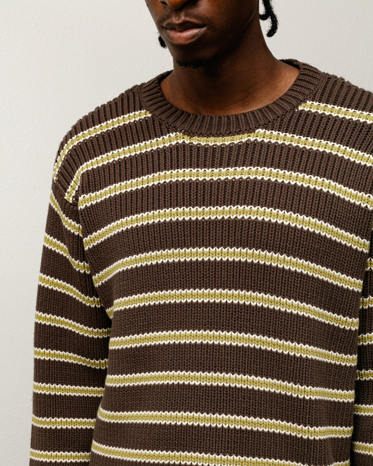 Chunky Cotton Stripe Sweater – Forest | Tops & Knits | Stüssy Japan