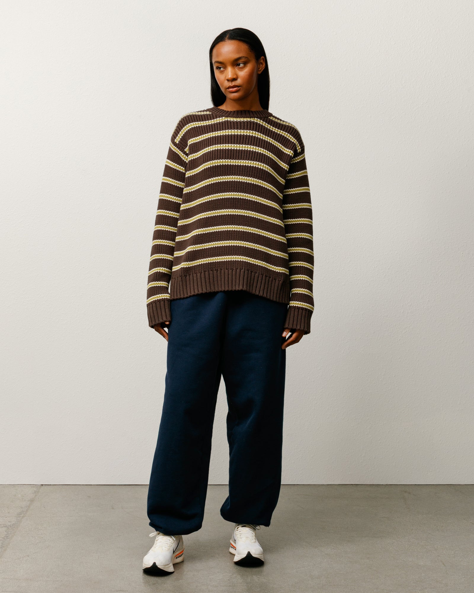 syu→ Chunky Cotton Stripe Sweater – Forest | Tops & Knits