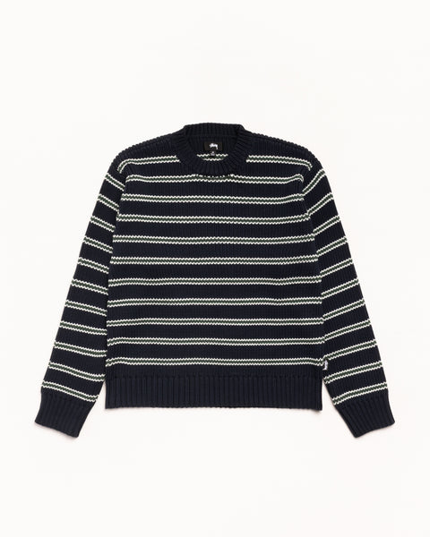Stripe Crew Mens Long Sleeve In Ocean