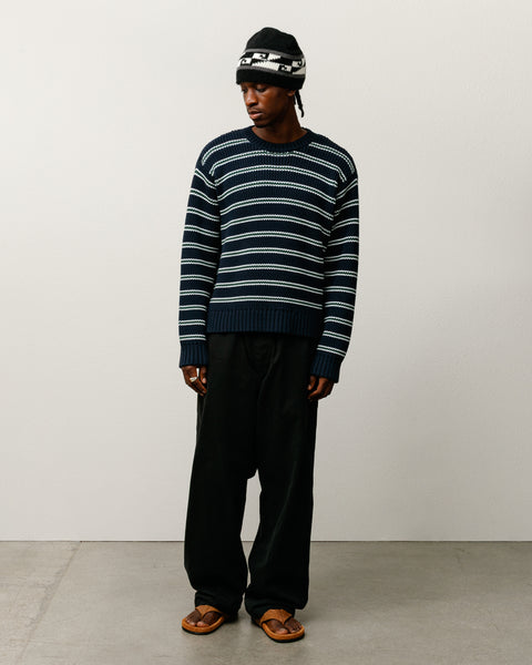 Stripe Crew Mens Long Sleeve In Ocean