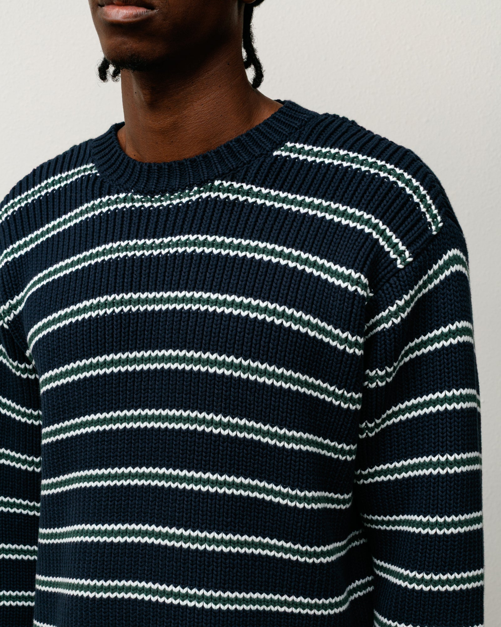 Chunky Cotton Stripe Sweater – Ocean | Tops & Knits | Stüssy Japan