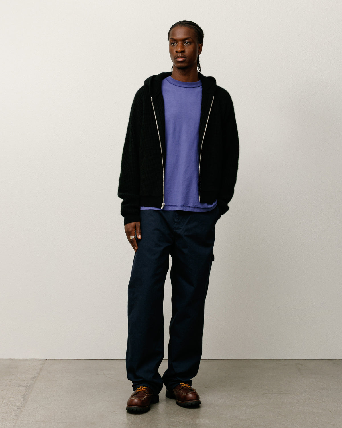 Waffle Cashmere Zip Hood Sweater – Black | Tops & Knits | Stüssy Japan