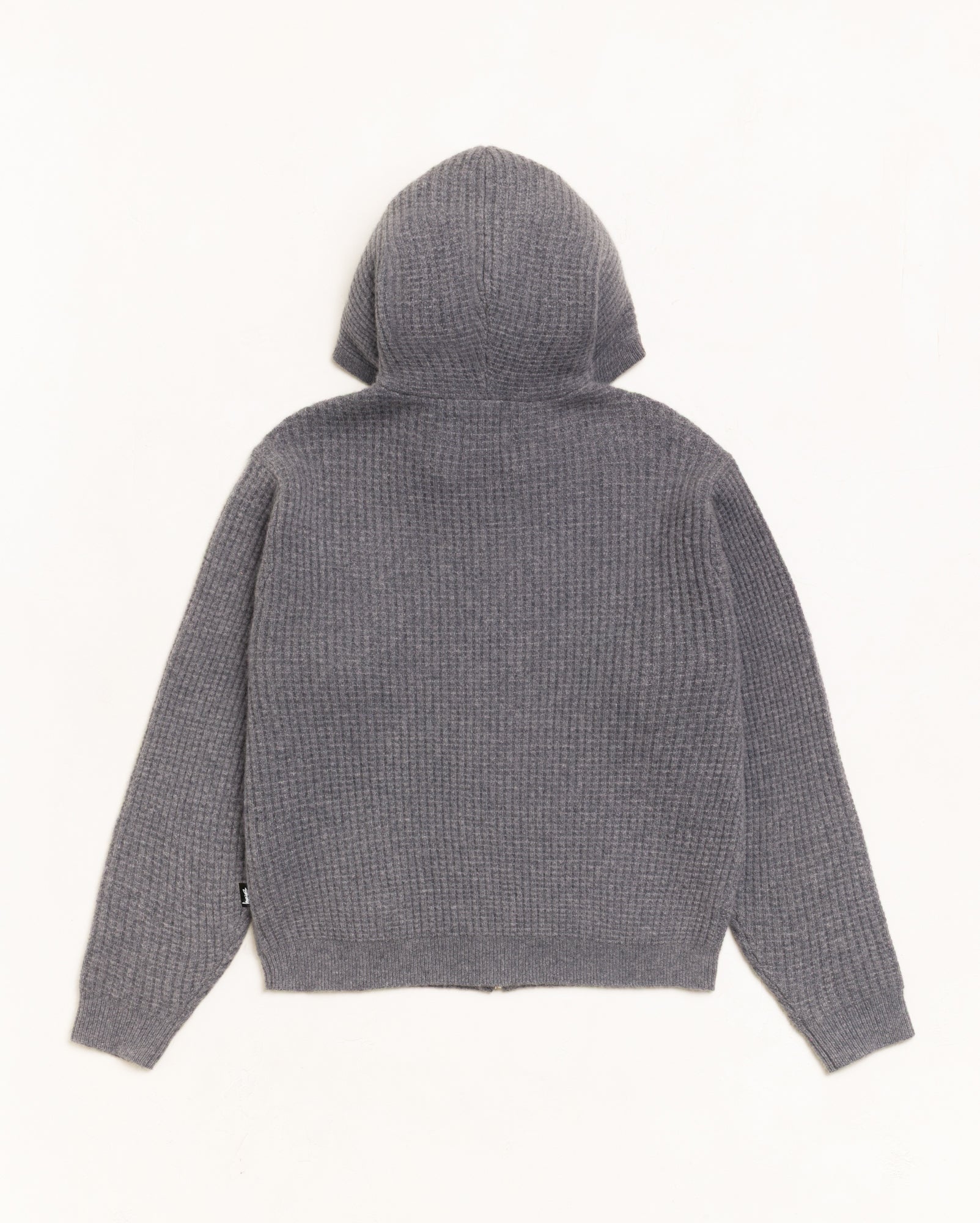 Waffle Cashmere Zip Hood Sweater - Charcoal | Tops & Knits