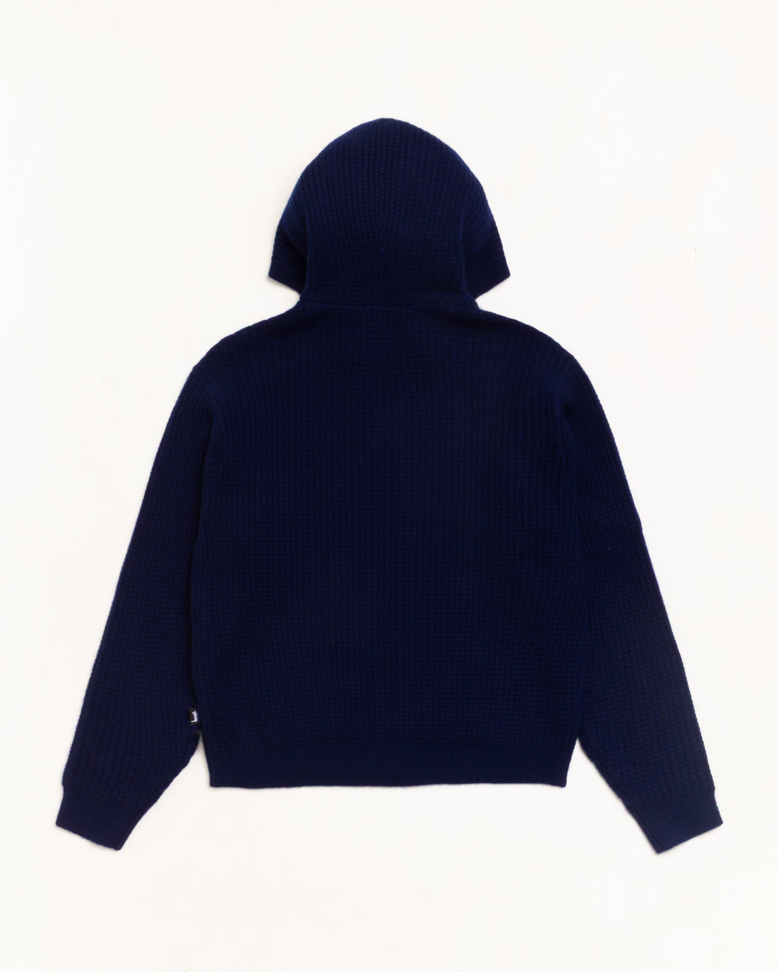 Waffle Cashmere Zip Hood Sweater - Deep Navy | Tops & Knits