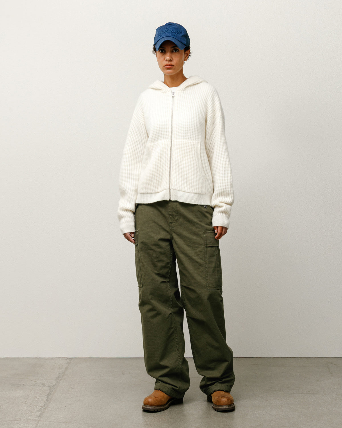 Waffle Cashmere Zip Hood Sweater – Ivory | Tops & Knits | Stüssy Japan