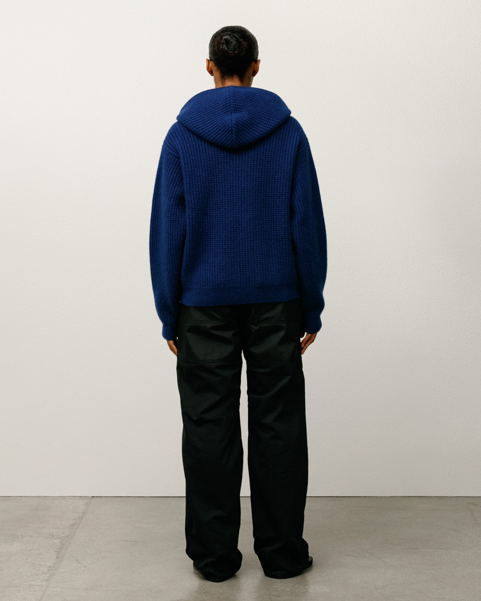 Waffle Cashmere Zip Hood Sweater – Navy | Sweaters & Knits