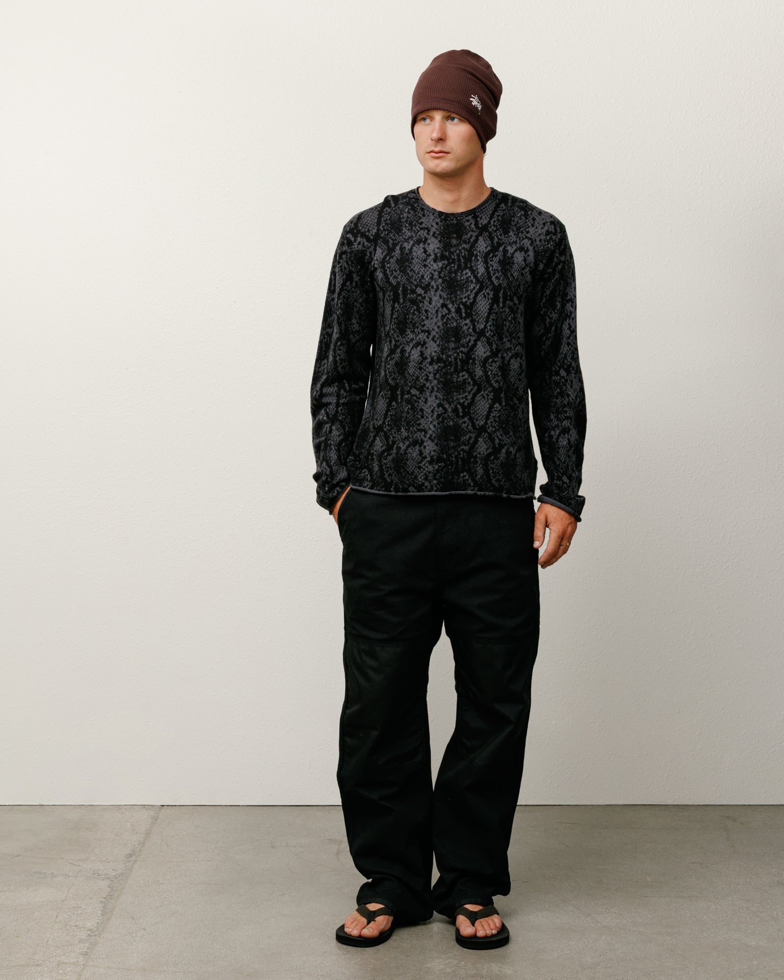 Python Sweater Mens Long Sleeve In Charcoal
