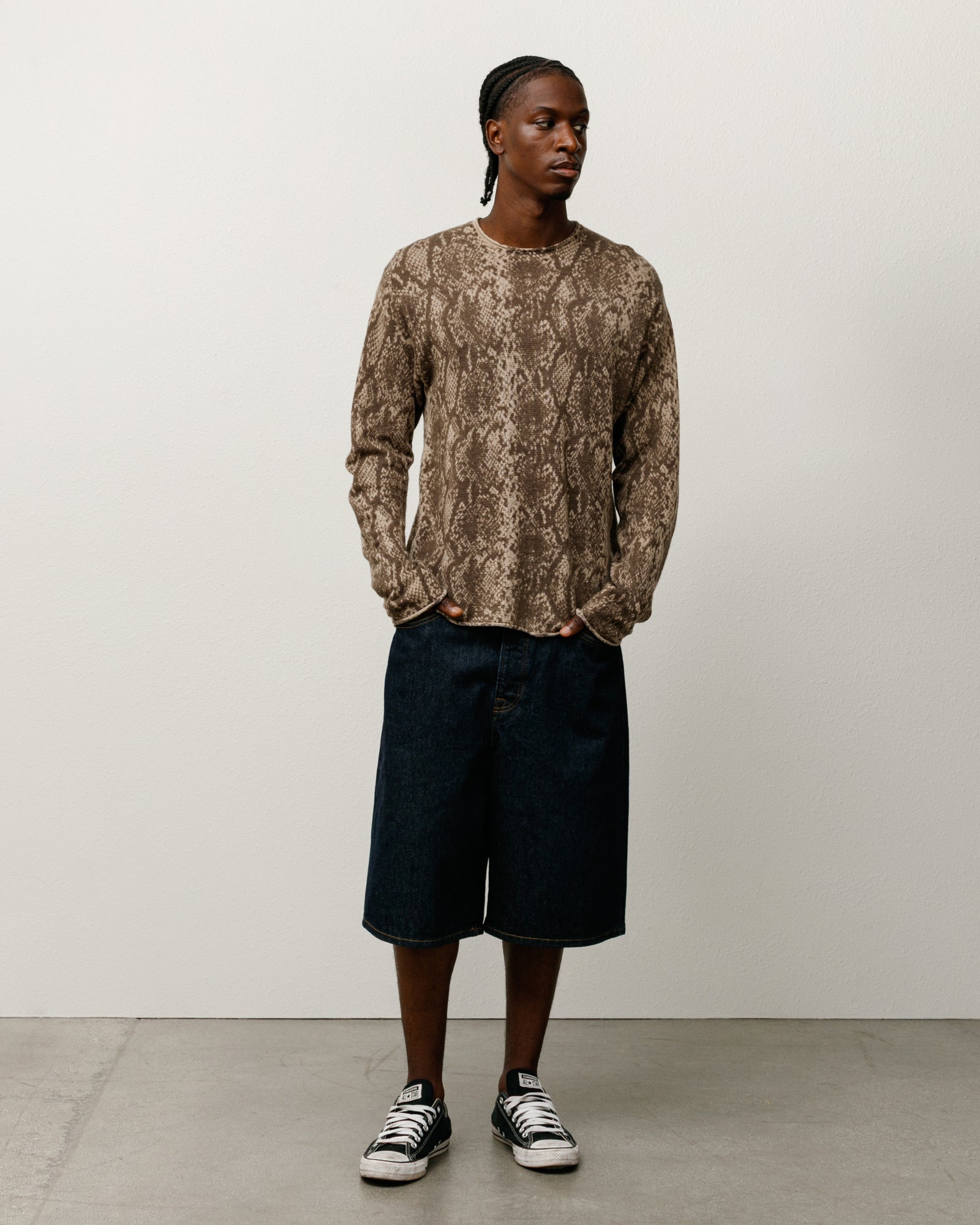 Python Sweater Mens Long Sleeve In Khaki