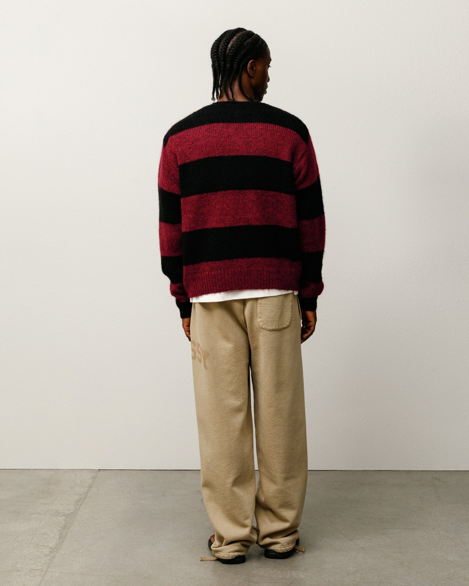 Big Stripe Crew Mens Long Sleeve In Red
