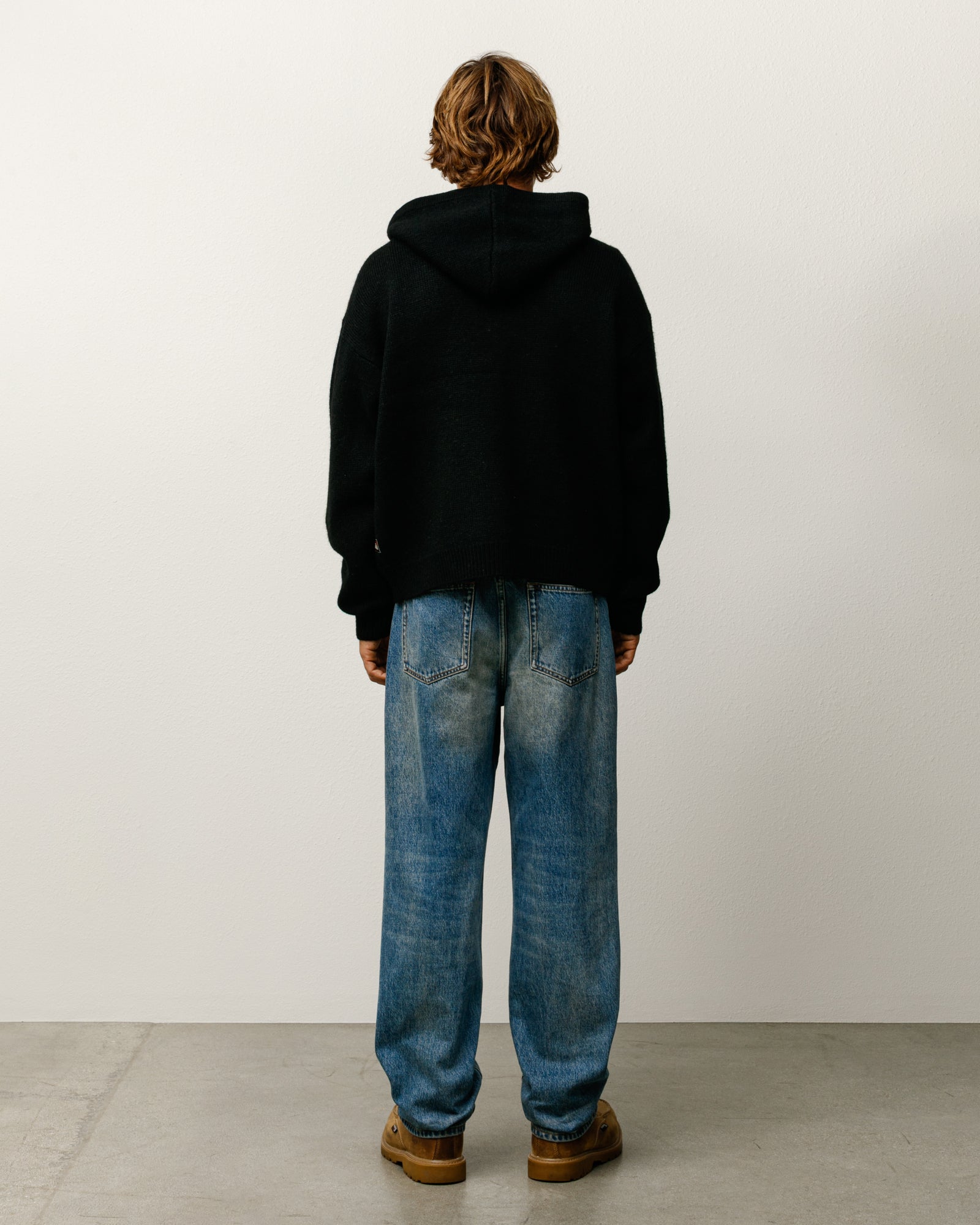 Quarter Zip Sweater Hood Mens Long Sleeve In Black