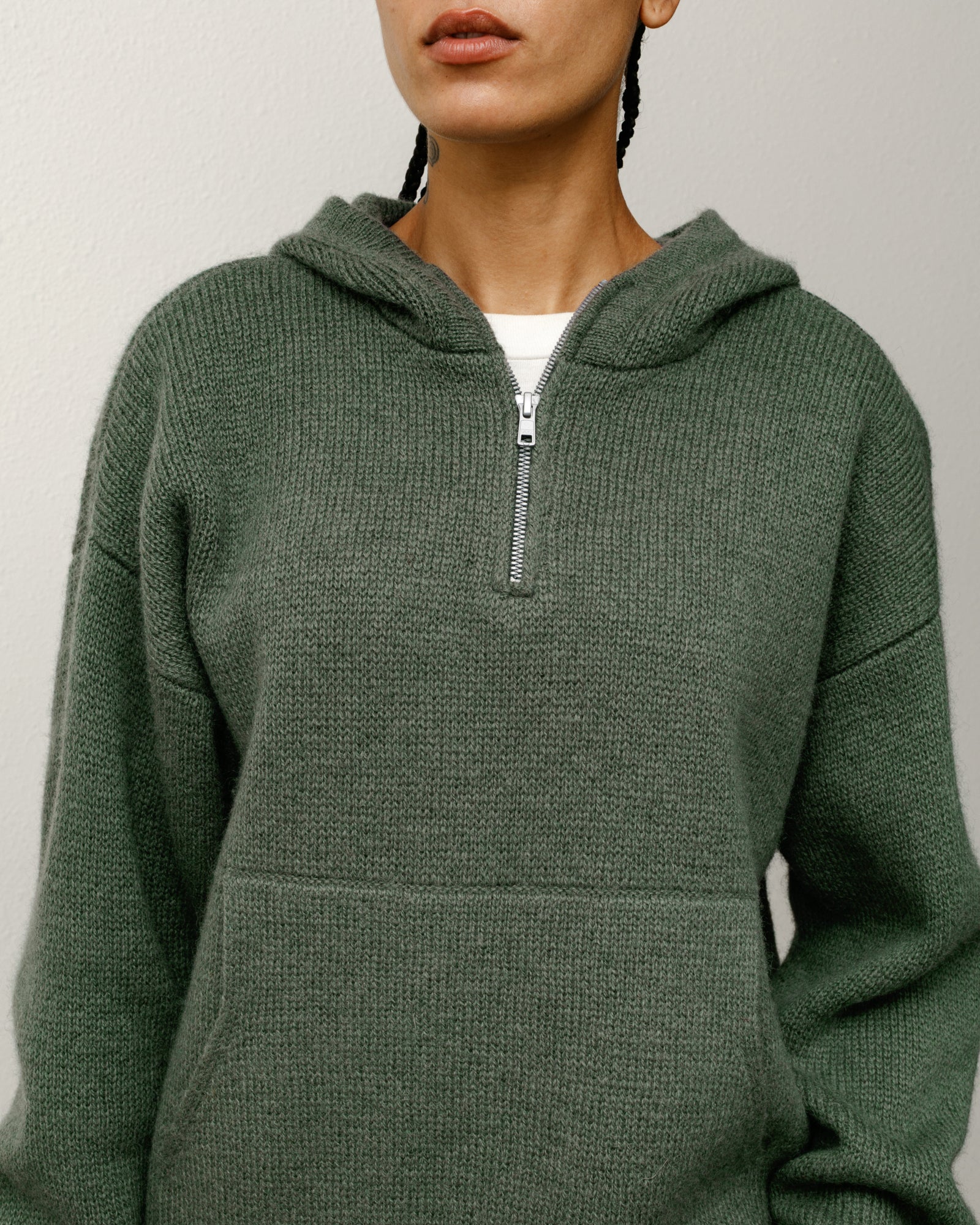 Quarter Zip Knit Hoodie – Green | Tops & Knits | Stüssy Japan