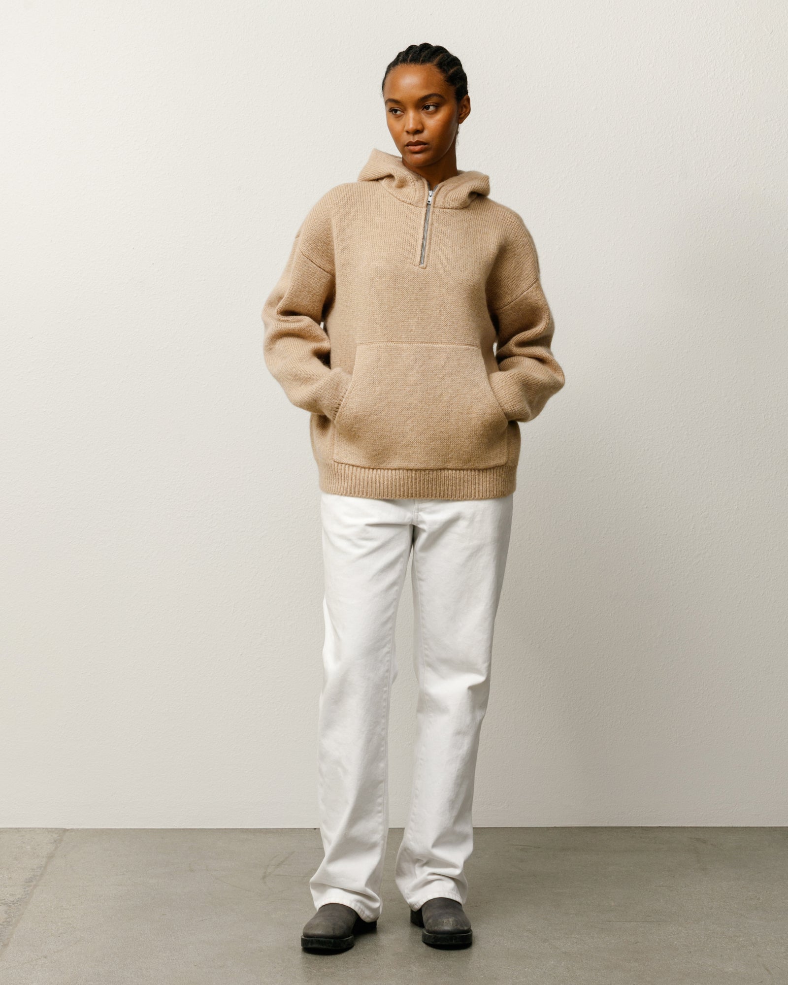 Quarter Zip Knit Hoodie – Tan | Tops & Knits | Stüssy Japan