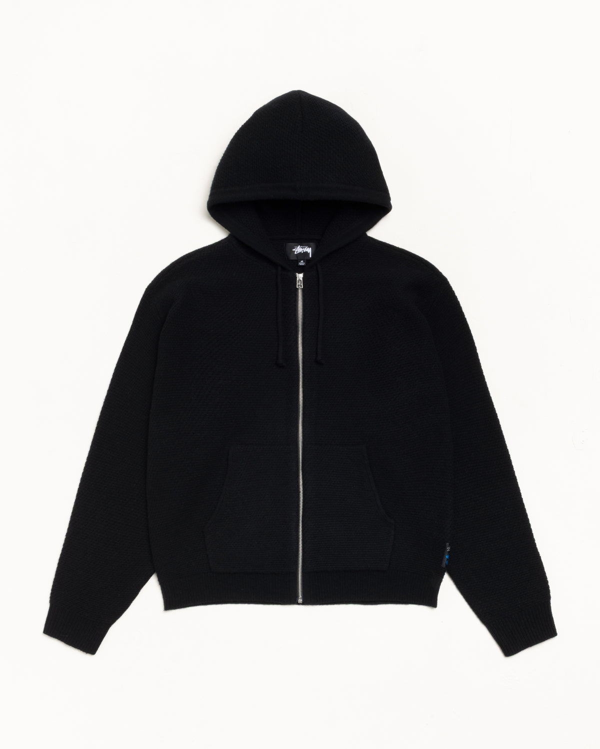 Textured Zip Hooded Sweater – Black | Tops & Knits | Stüssy Japan