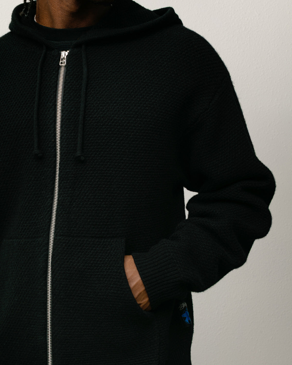 Textured Zip Hooded Sweater – Black | Tops & Knits | Stüssy Japan