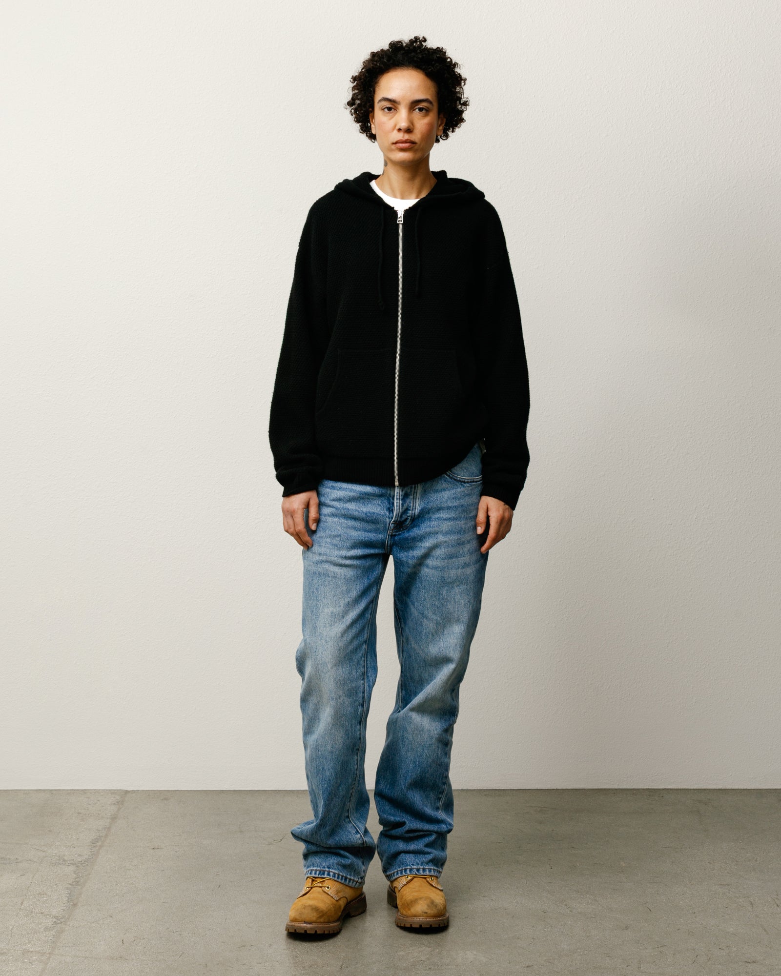 Textured Zip Hooded Sweater – Black | Tops & Knits | Stüssy Japan