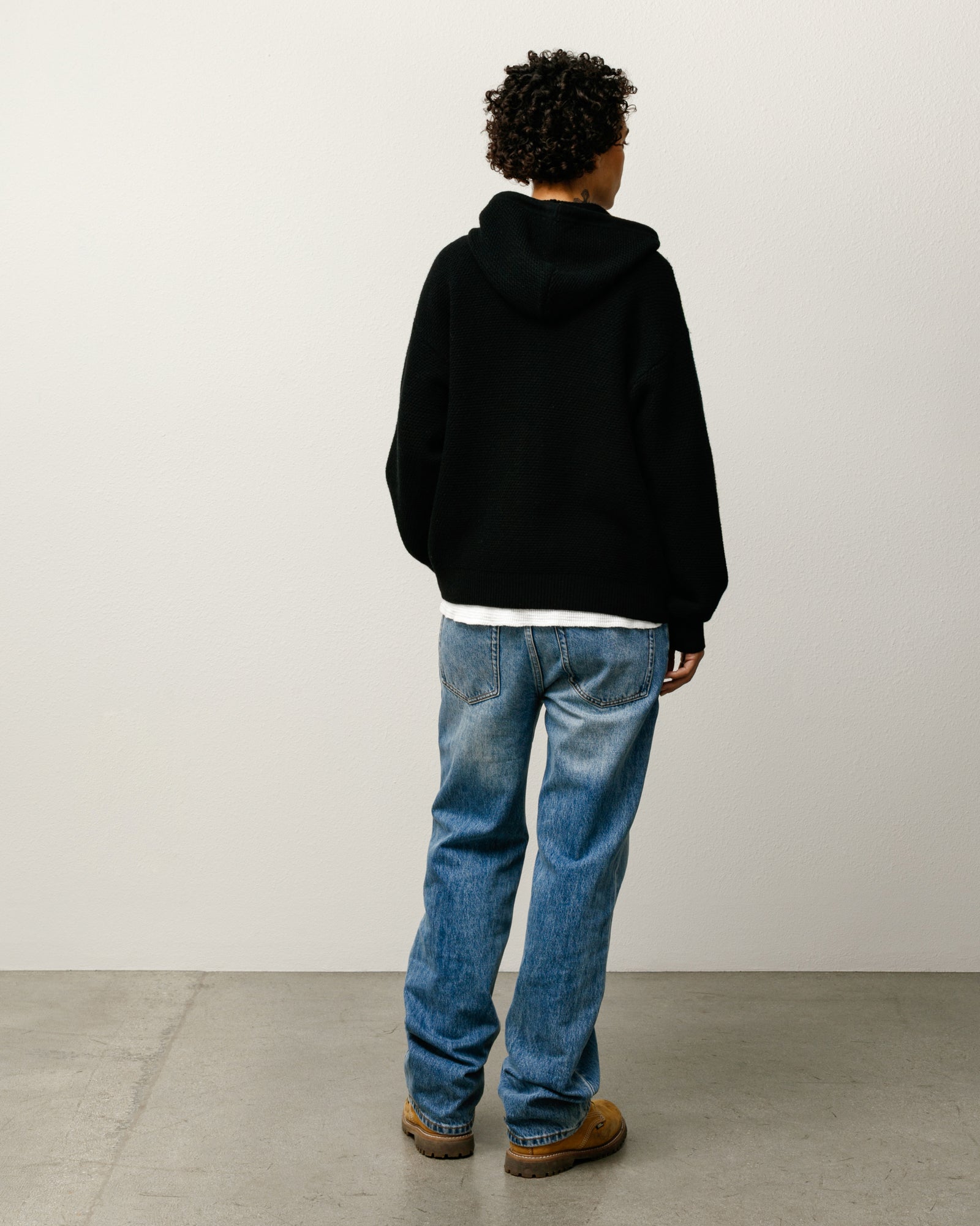 Textured Zip Hooded Sweater – Black | Tops & Knits | Stüssy Japan