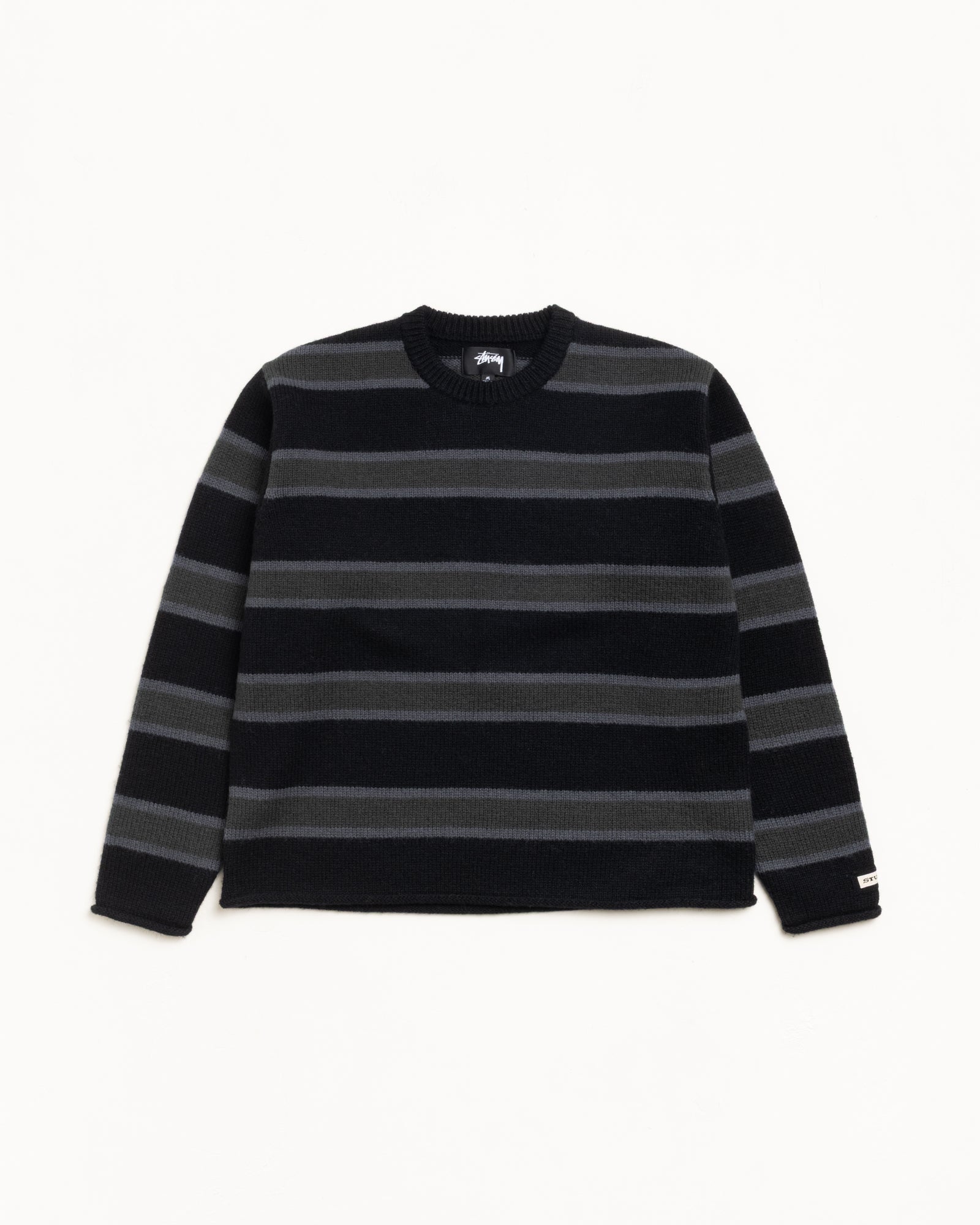 Striped Wool Sweater Mens Long Sleeve In Black