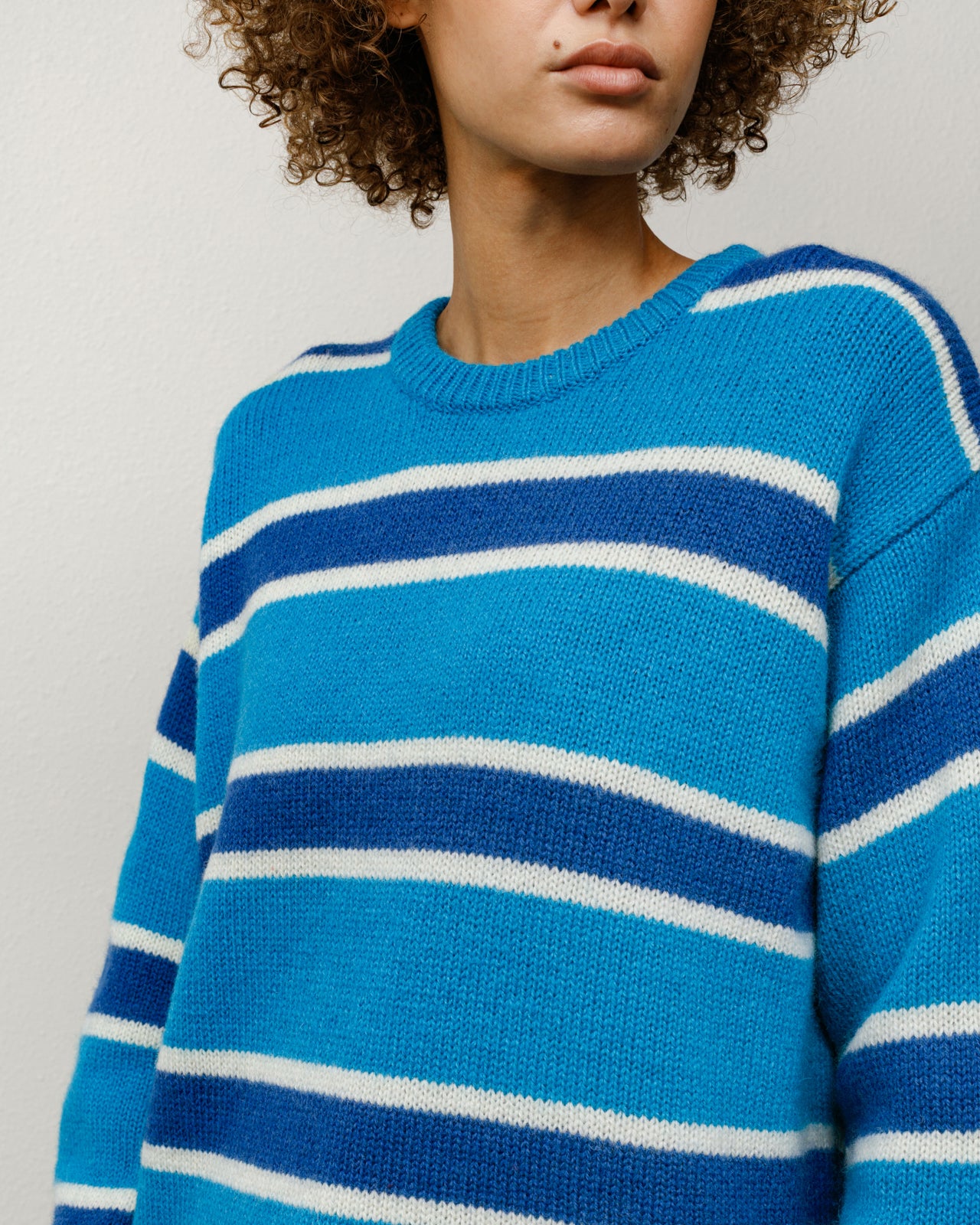 Striped Wool Sweater Mens Long Sleeve In Blue