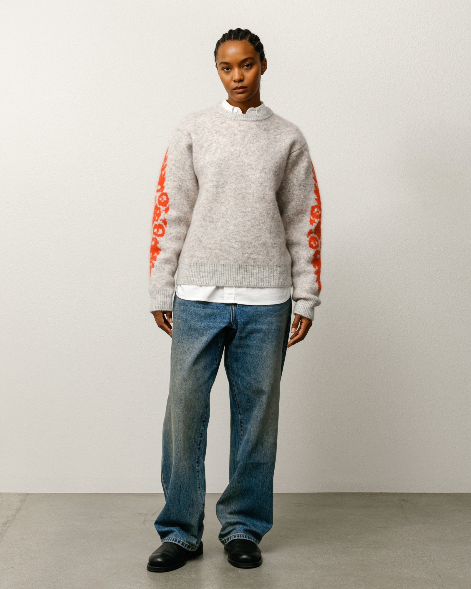 Mohair Flower Sweater – Grey Heather | Tops & Knits | Stüssy Japan