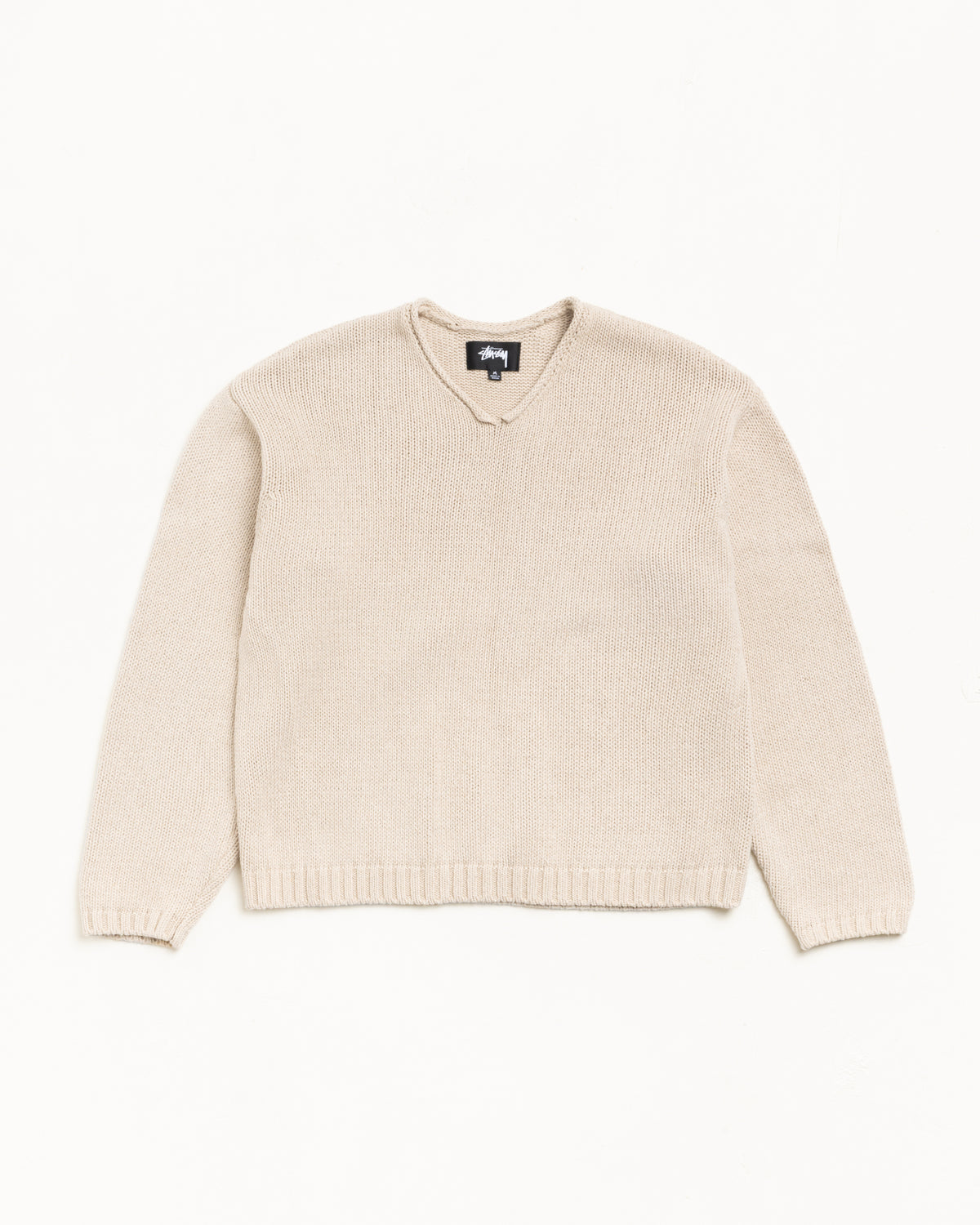 Roll V Neck Sweater – Oatmeal | Tops & Knits | Stüssy Japan