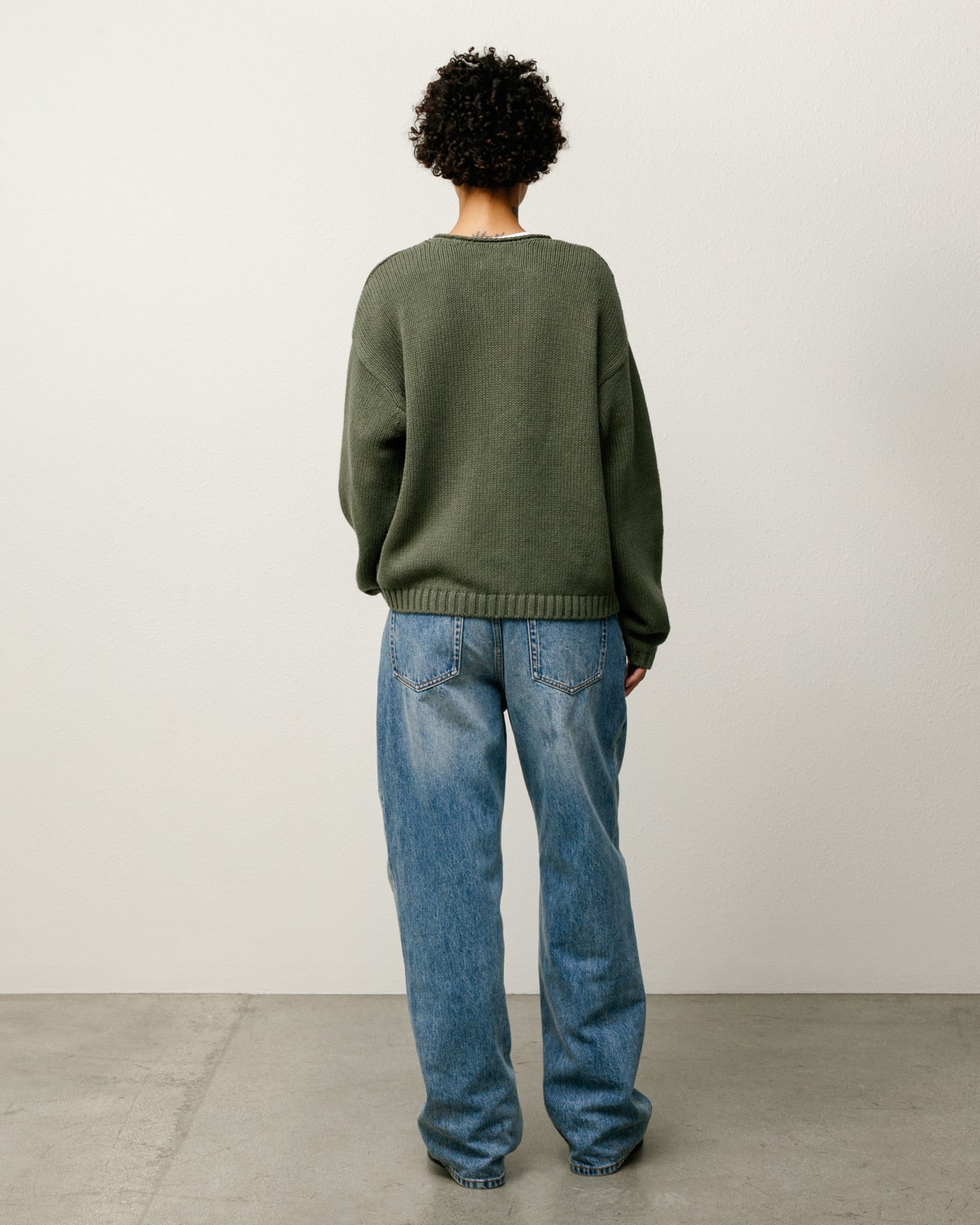 Roll V Neck Sweater – Olive | Tops & Knits | Stüssy Japan