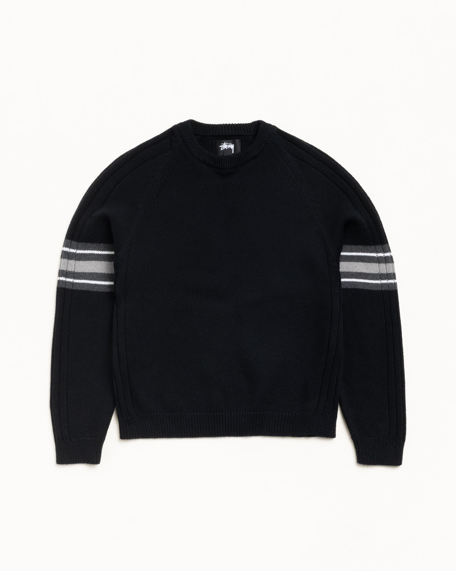Stripe Raglan Crew – Black | Tops & Knits | Stüssy Japan