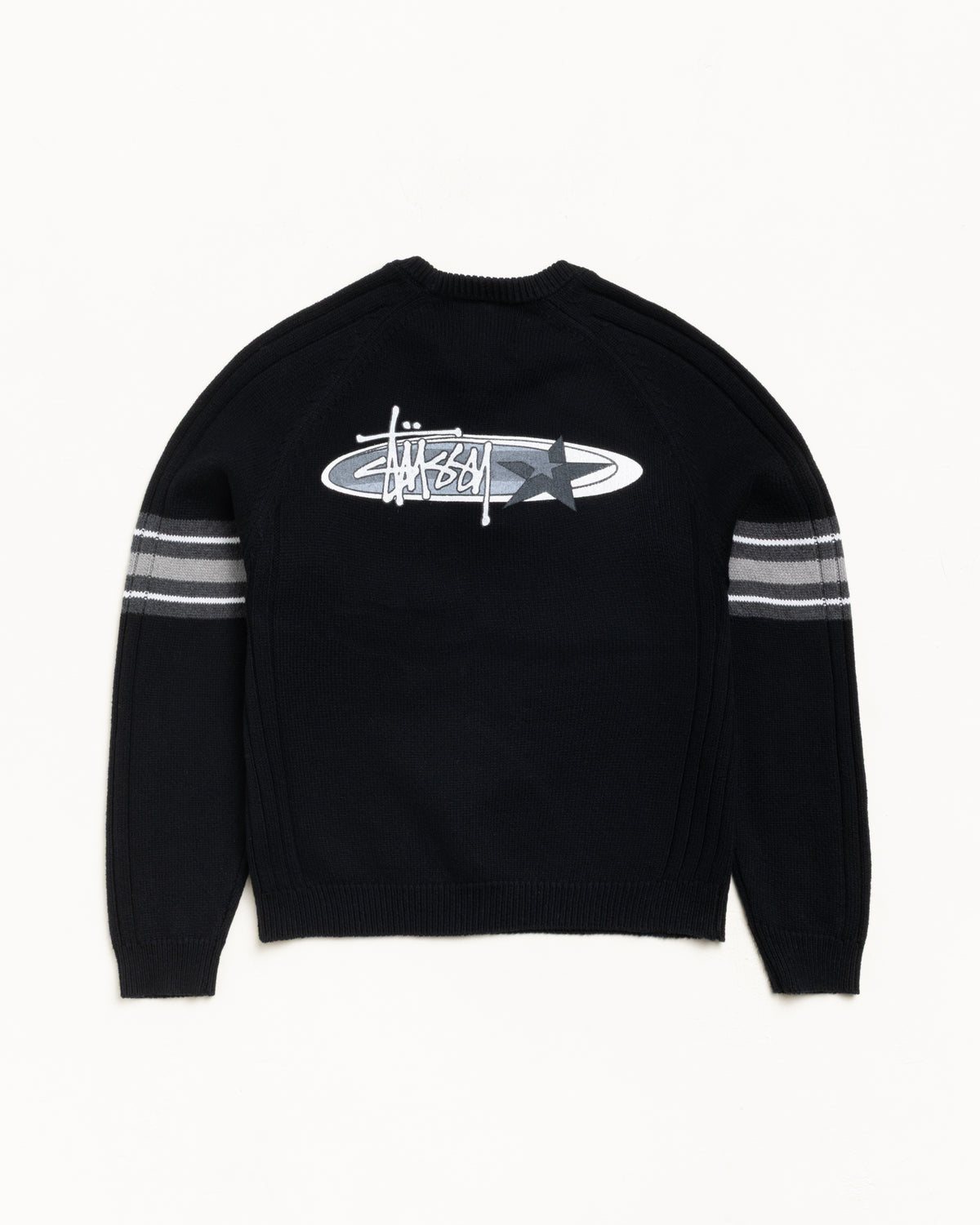 Stripe Raglan Crew – Black | Tops & Knits | Stüssy Japan
