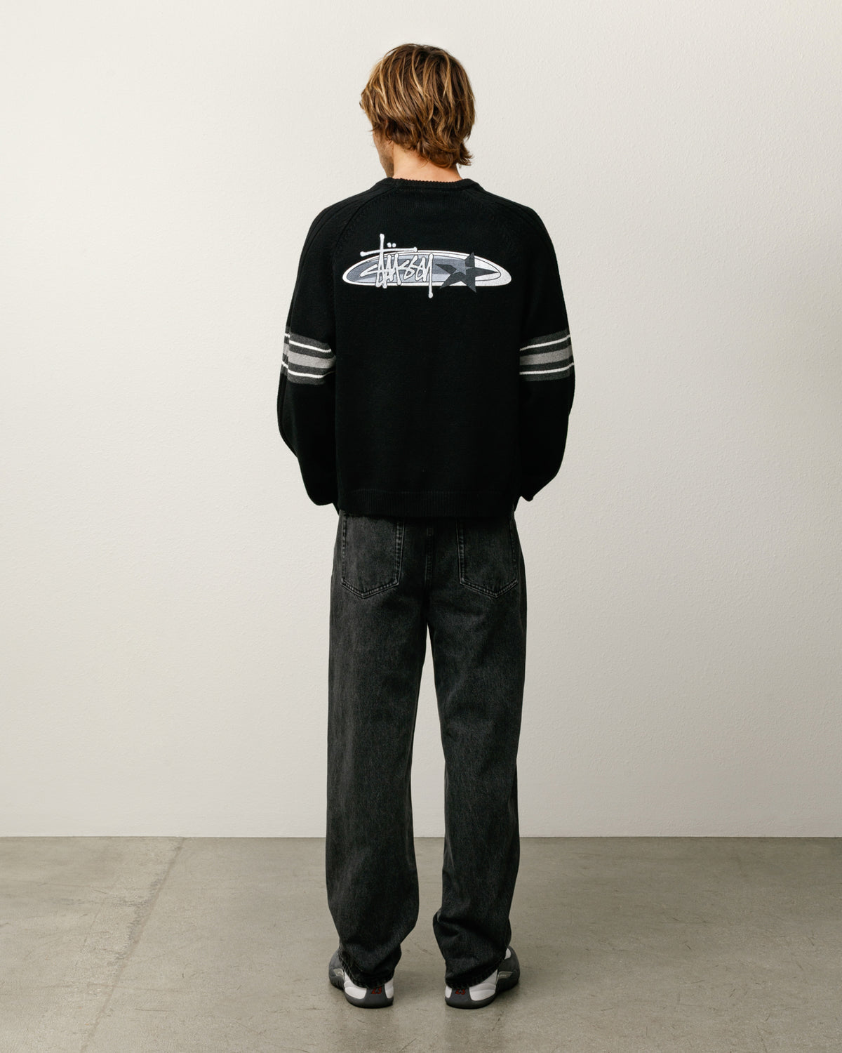 Stripe Raglan Crew – Black | Tops & Knits | Stüssy Japan