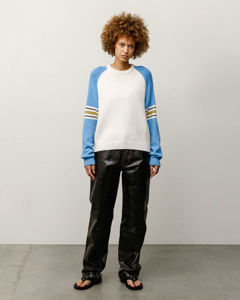 Stripe Raglan Crew Mens Long Sleeve In Blue