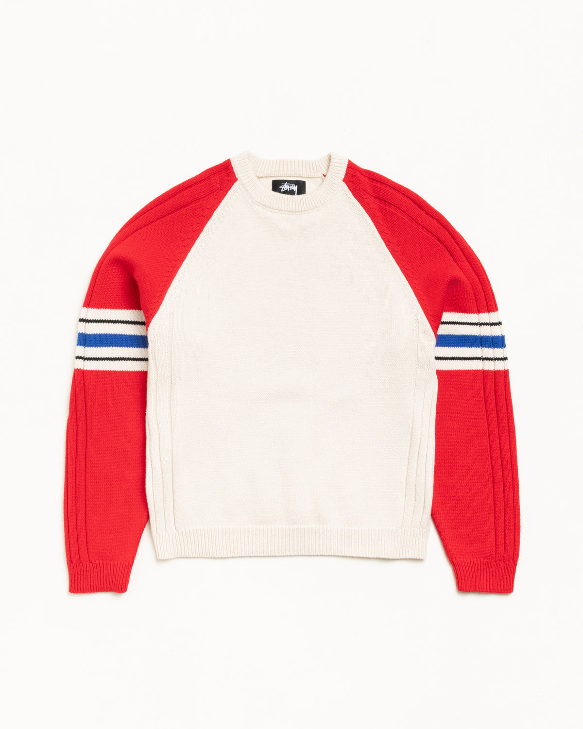 Stripe Raglan Crew – Red | Tops & Knits | Stüssy Japan