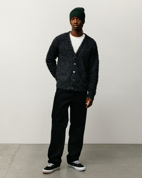 Textured Cardigan Mens Long Sleeve In Black